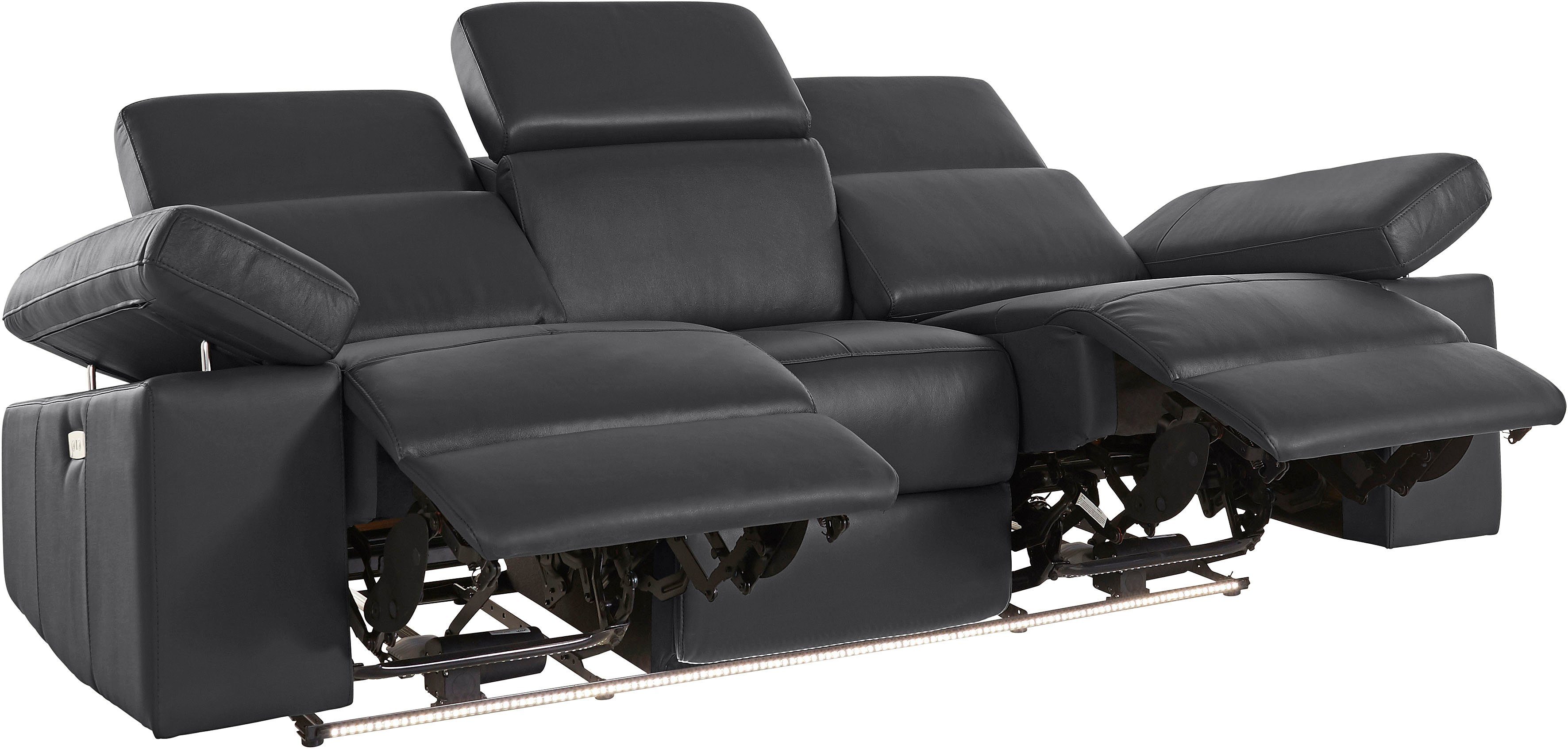 Places of Style 3-zitsbank Kilado met 2x relaxfunctie, verstelbare armleuning, verstelbare hoofdsteun