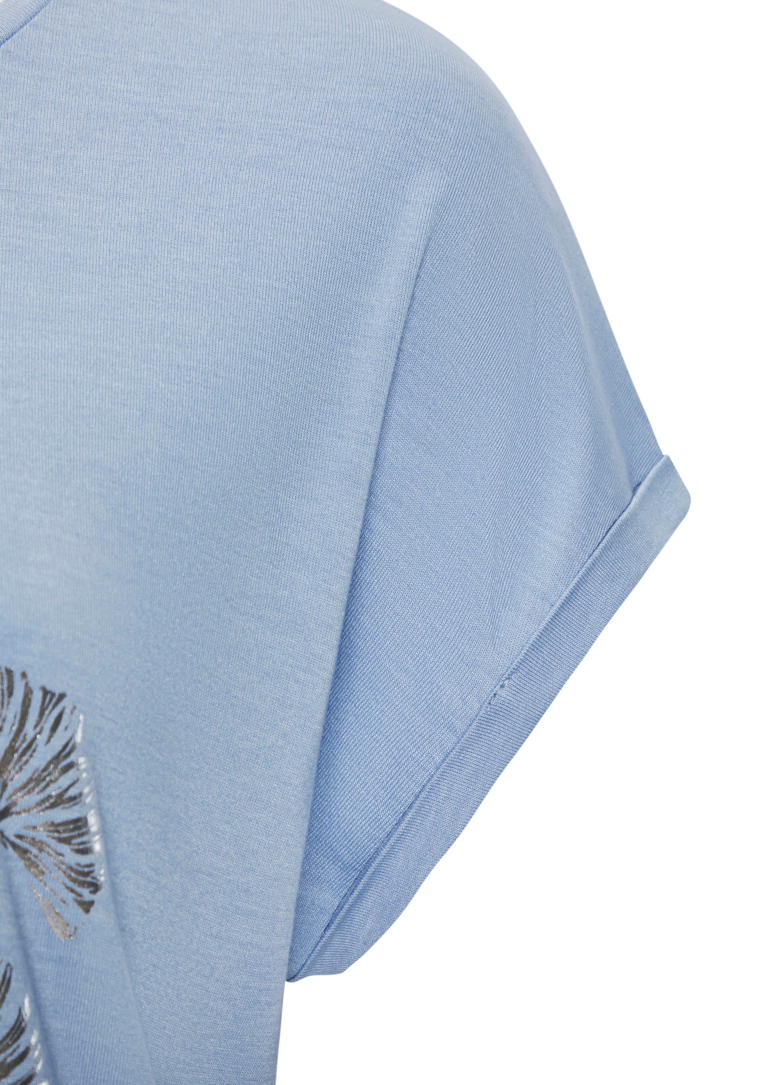 Lascana Shirt met korte mouwen Met glinsterende bloemenprint van elastische viscosekwaliteit