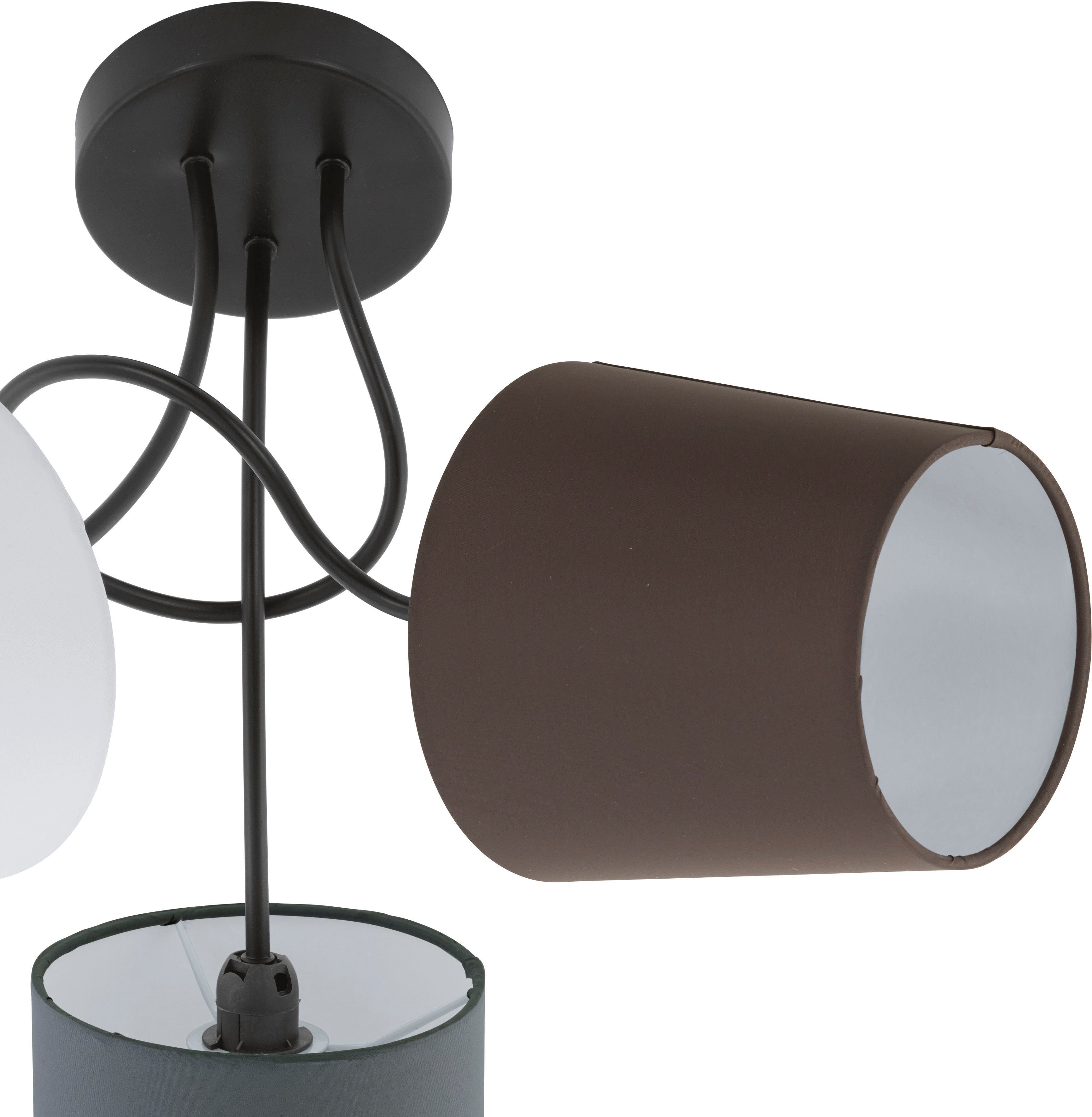 EGLO Plafondlamp ALMEIDA zwart / ø59 x h35 cm / plafondlamp van stof - textielen kap