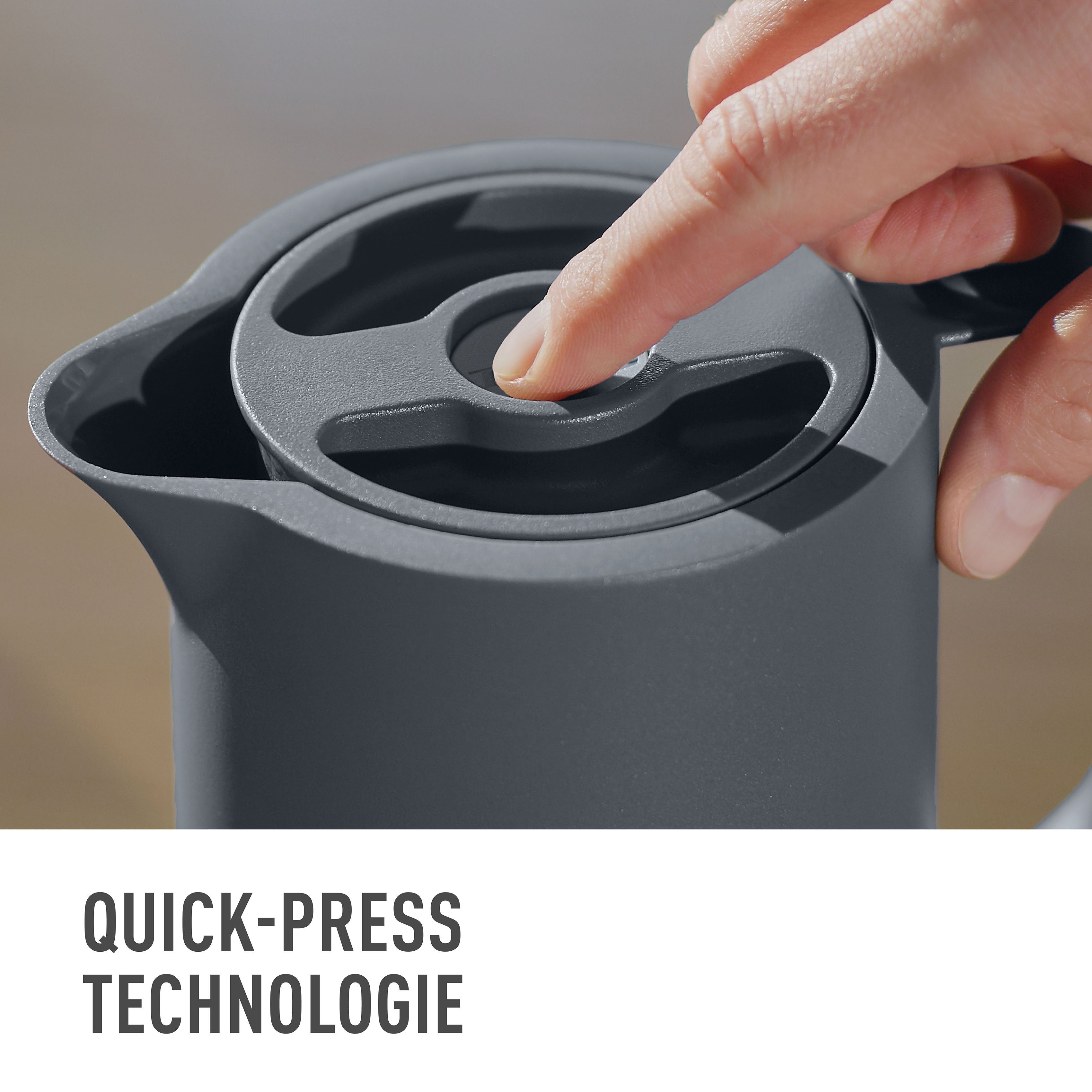 Emsa Thermoskan Motiva Quick-Press deksel, eenhandbediening, 12u warm/24u koud, glazen fles (1 stuk)