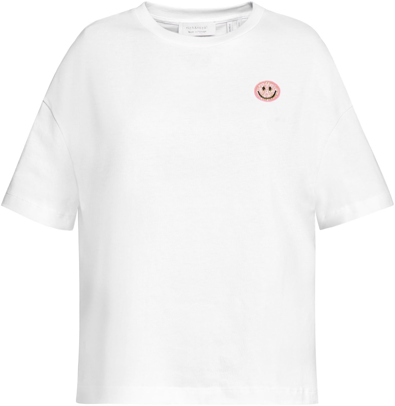 Rich & Royal T-shirt Smiley met glitterstenen