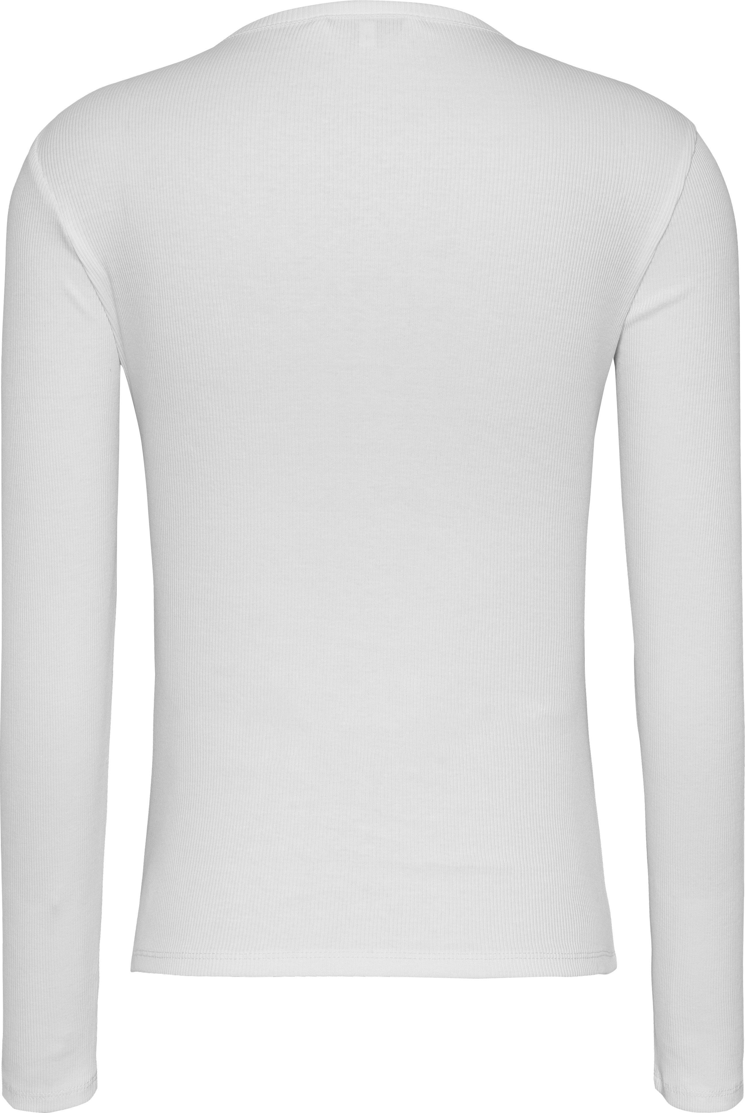 TOMMY JEANS Shirt met lange mouwen TJW SLM BUTTON RIB C-NECK LS EXT