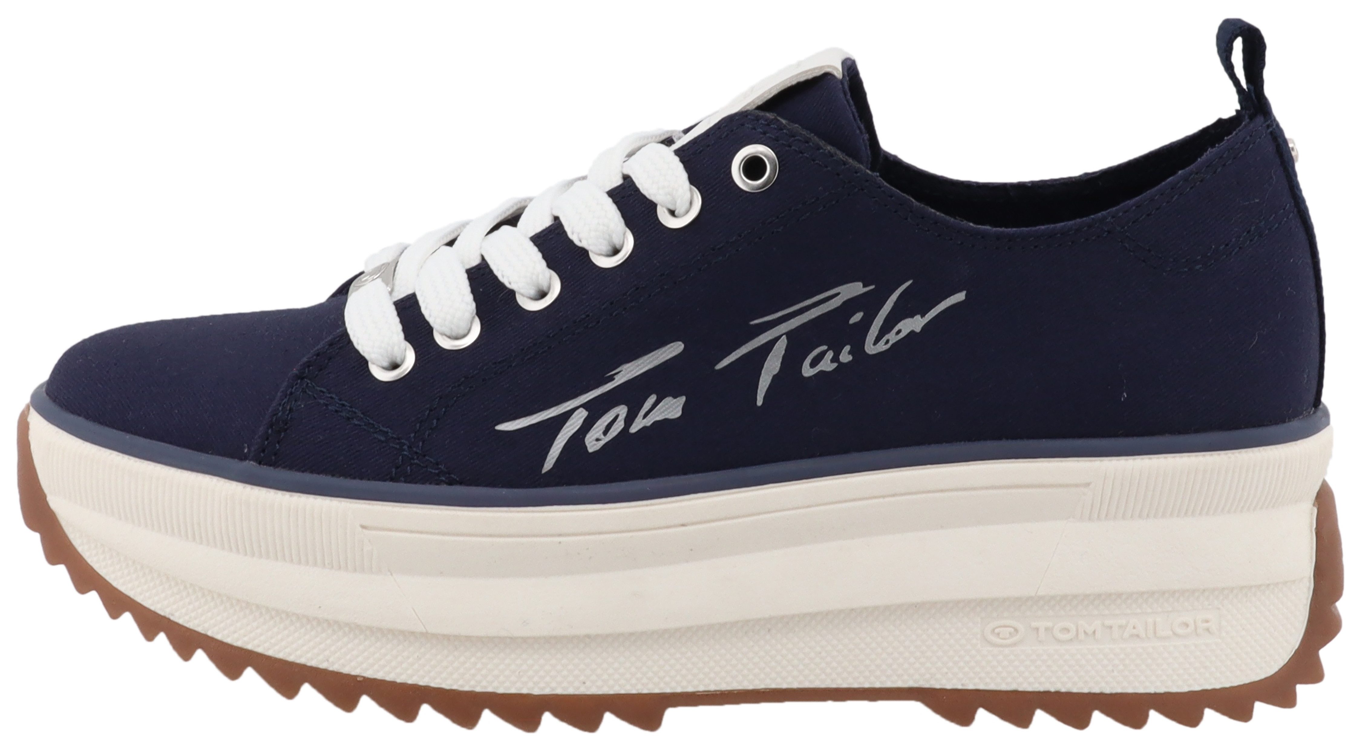 Tom Tailor Plateausneakers , vrijetijdsschoen, lage schoen, veterschoen met zijlogo