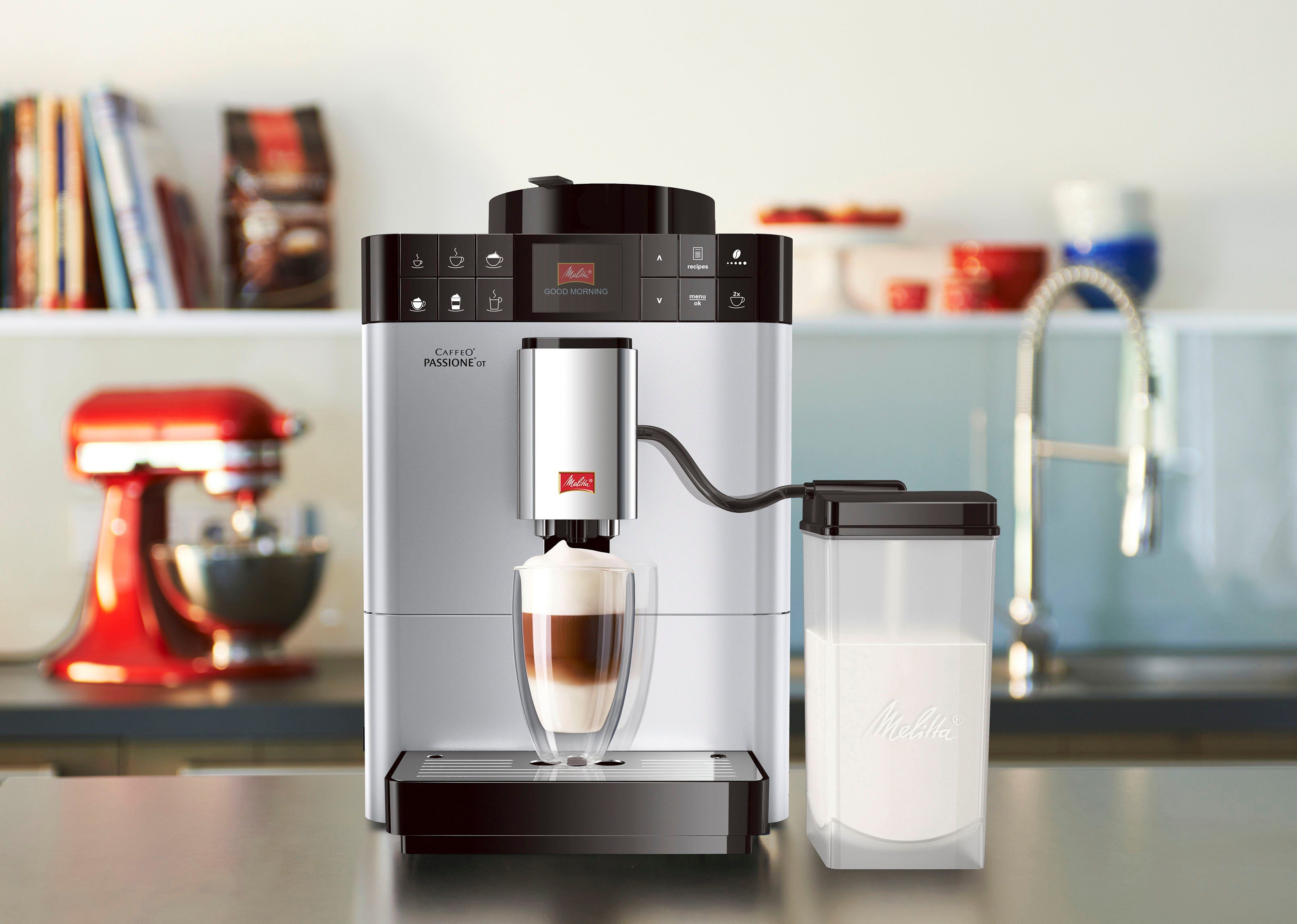 Melitta Volautomatisch koffiezetapparaat Passione® One Touch F53/1-101, zilverkleur, One-touch-functie , per kopje precies de juiste hoeveelheid versgemalen bonen