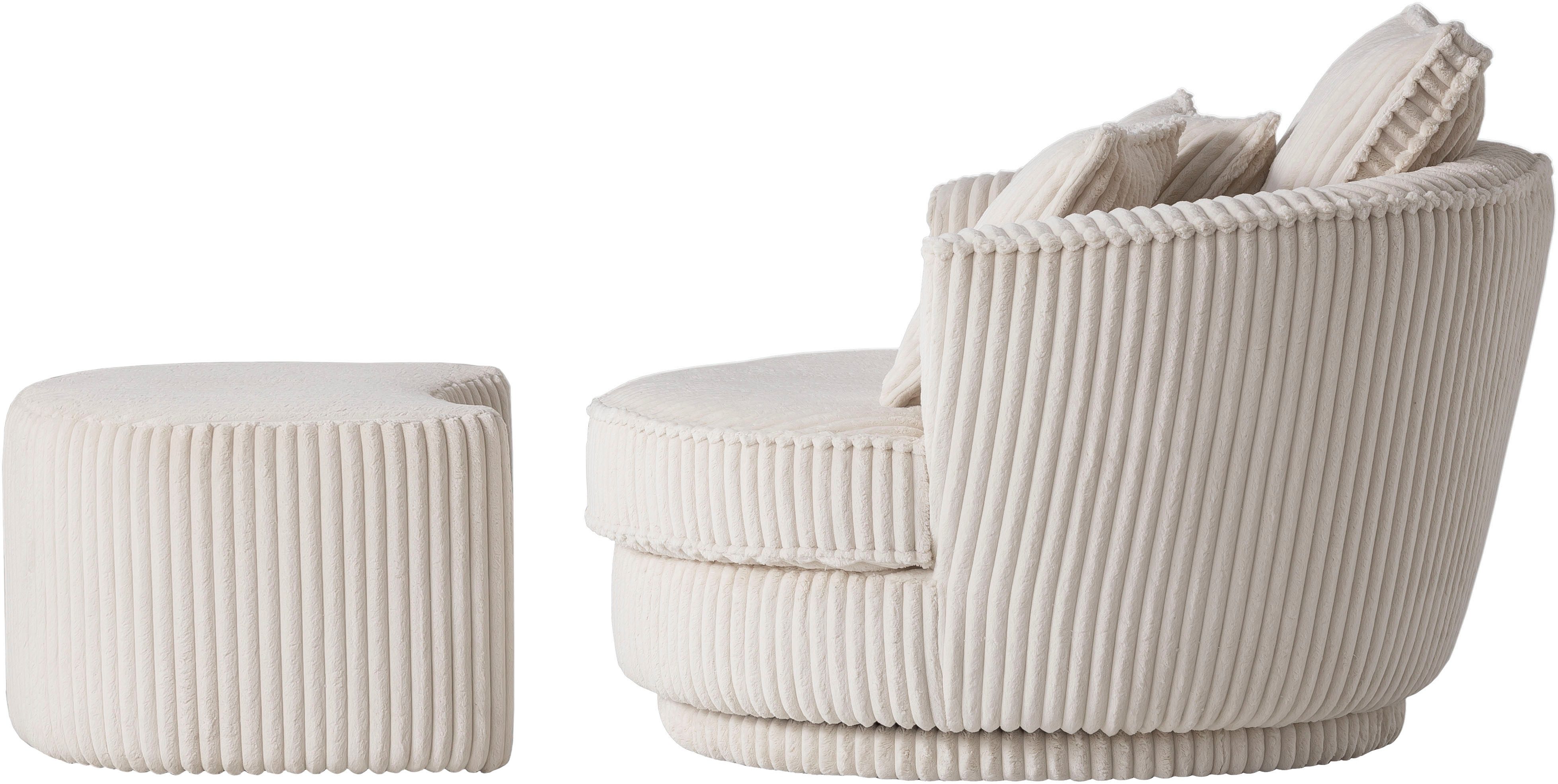 Leonique Draaibare fauteuil MAISIE, Love Seat XXL leesfauteuil, grote fauteuil met poef(2 stuks)