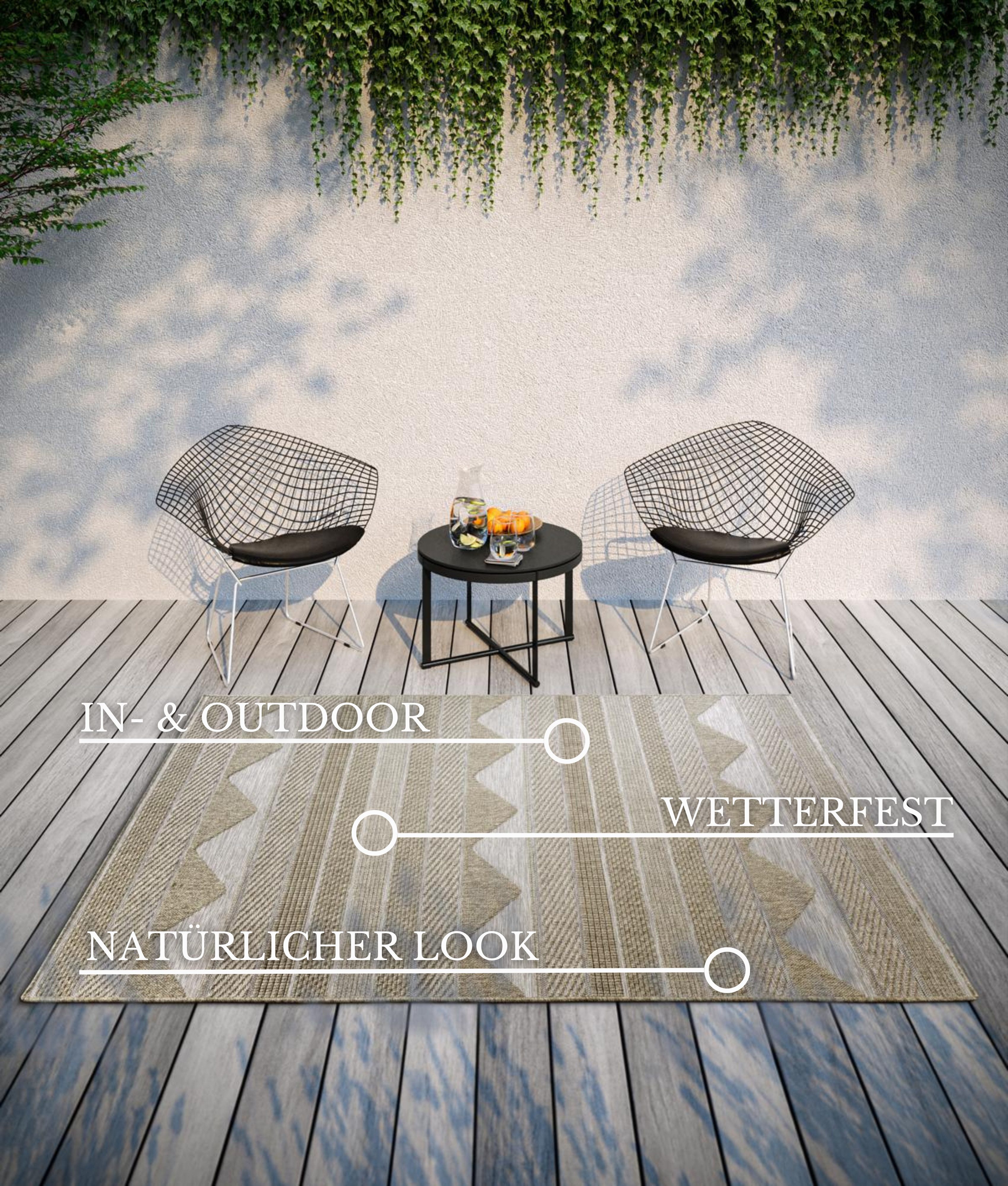 Villeroy & Boch Vloerkleed Elisabeth In-& Outdoor, Vlakweefsel, weerbestendig, Terras, Balkon, natuurlijk, modern