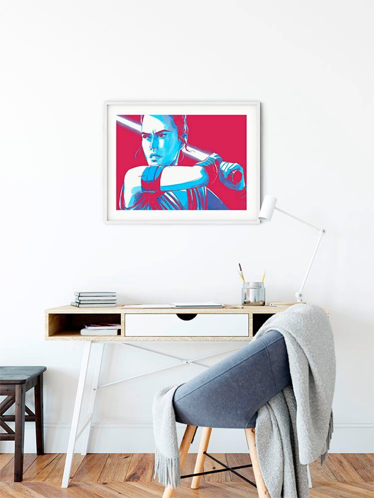 Komar Wanddecoratie Star Wars Faces Rey Wanddecoratie voor de kinderkamer - zonder lijst (1 stuk)