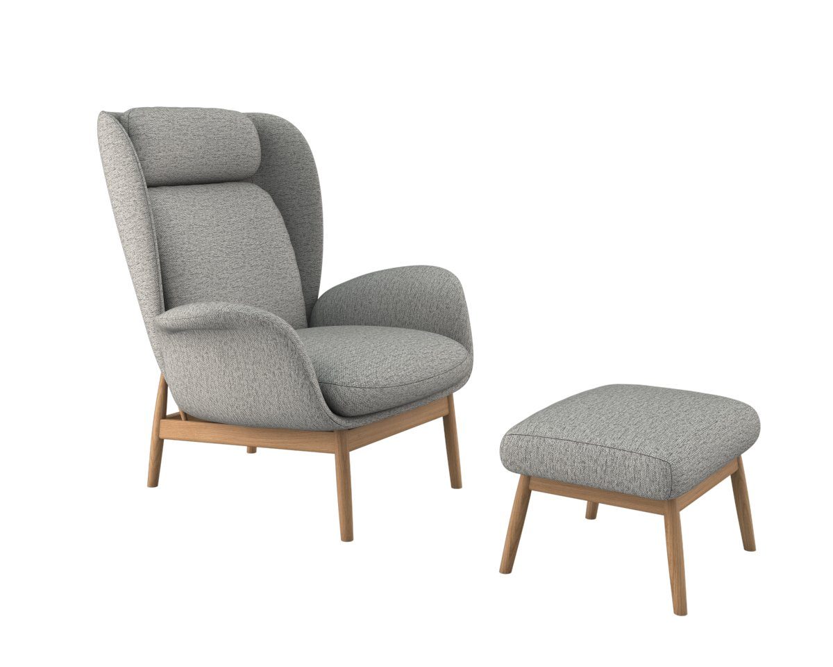 FLEXLUX Oorfauteuil Padova Stijl & comfort, organische vorm, geïntegreerde lendesteun, eikenhouten voet