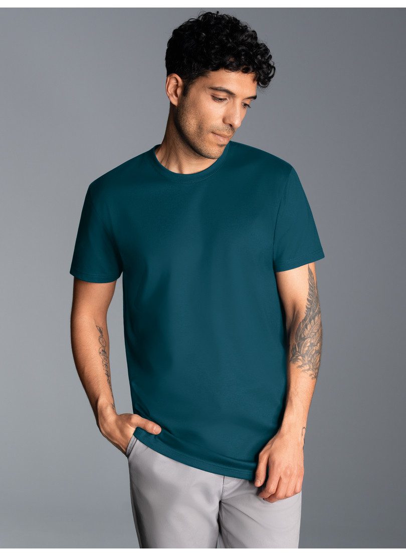 Trigema T-shirt TRIGEMA Slim-fit T-shirt van DELUXE-katoen (1-delig)
