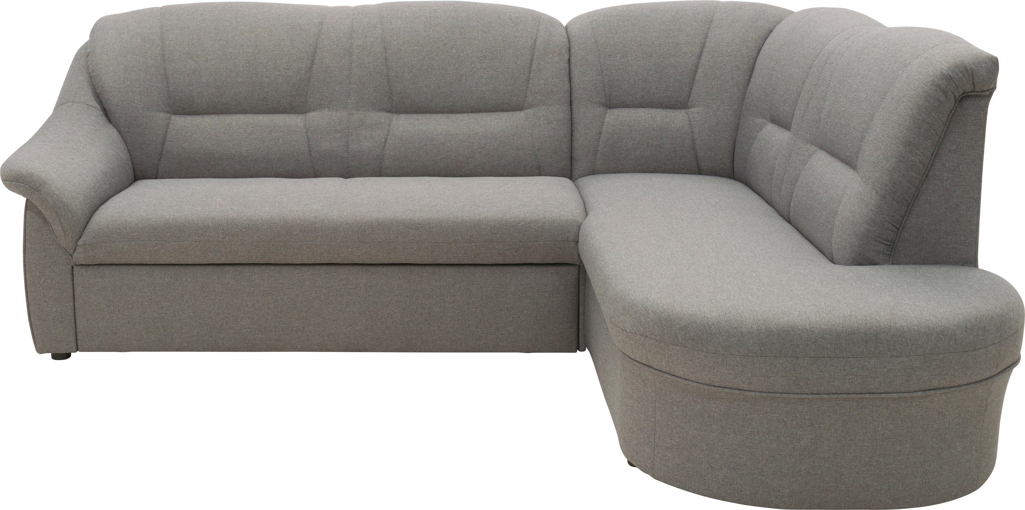 DOMO collection Hoekbank Faenza voor kleine ruimtes, afmetingen 232,176cm, comfortabel, L-vorm met ottomane, tijdloos, elegante armleuningen,