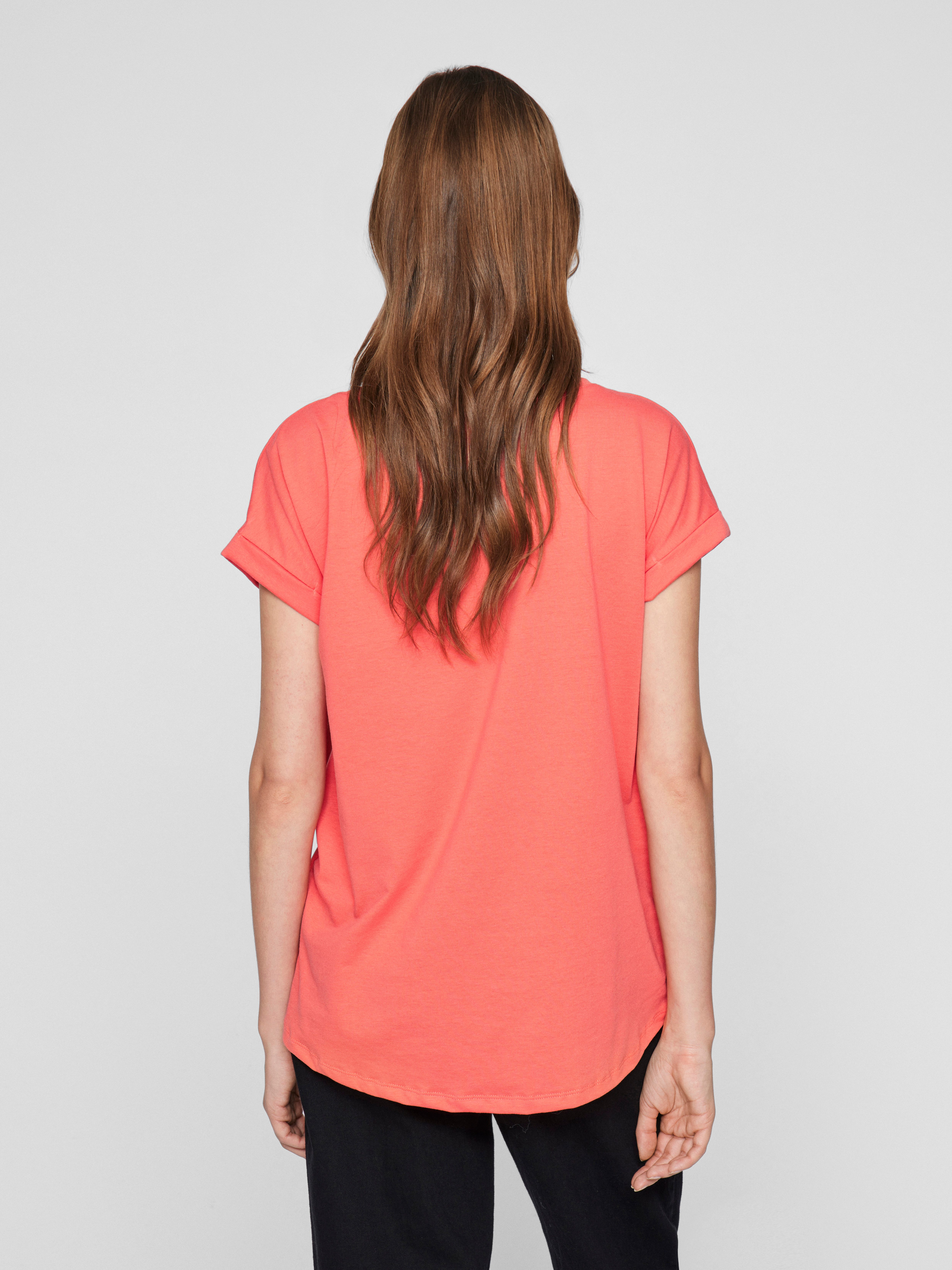 Vila Shirt met ronde hals VIDREAMERS NEW PURE T-SHIRT/SU-NOOS Basic dames T-shirt met ronde hals en omgeslagen mouwen