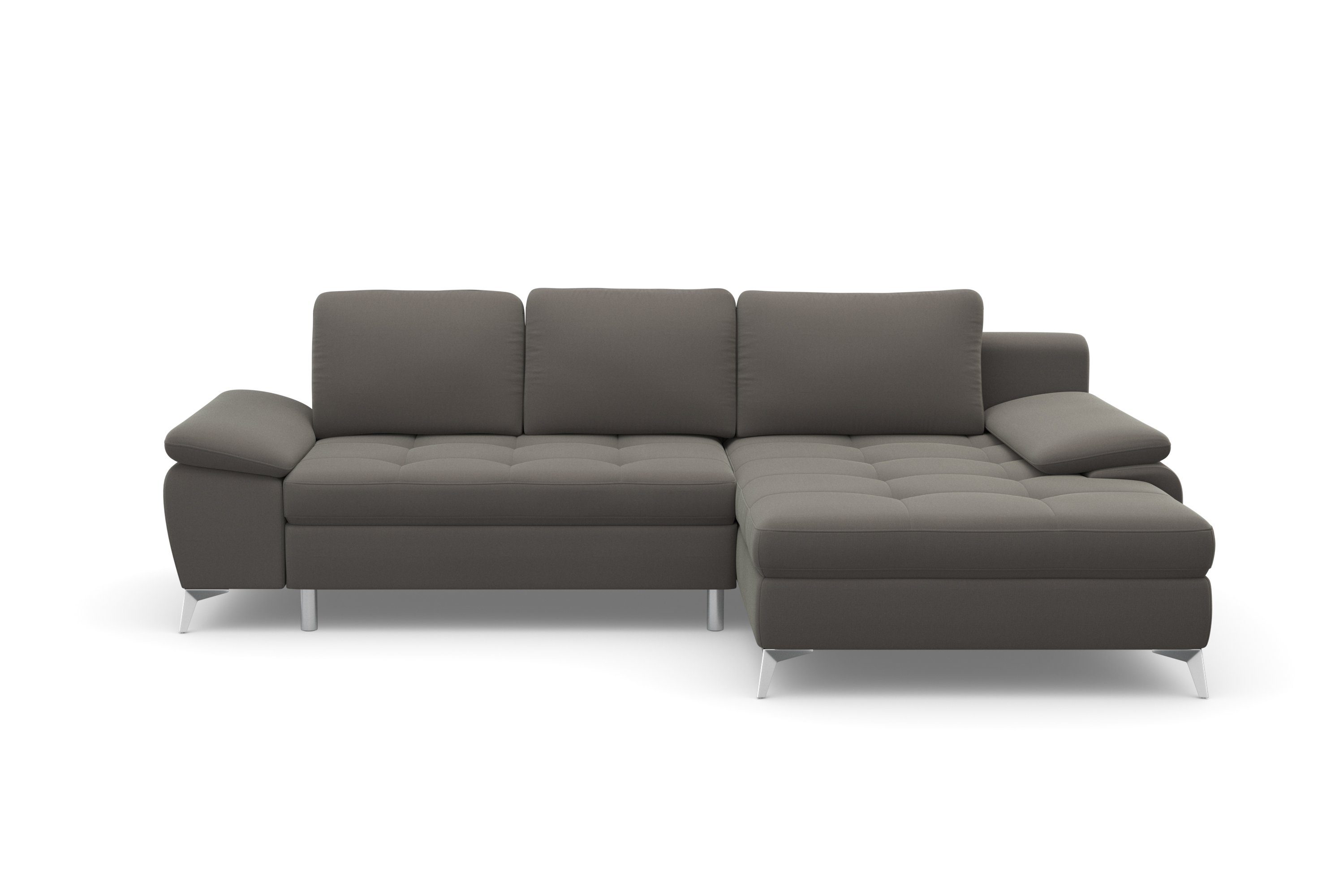 sit&more Hoekbank Latigo L-vorm met récamier, naar keuze met slaapfunctie en bedkist grijs, hoekbanken, Récamier rechts, Zonder slaapfunctie-zonder