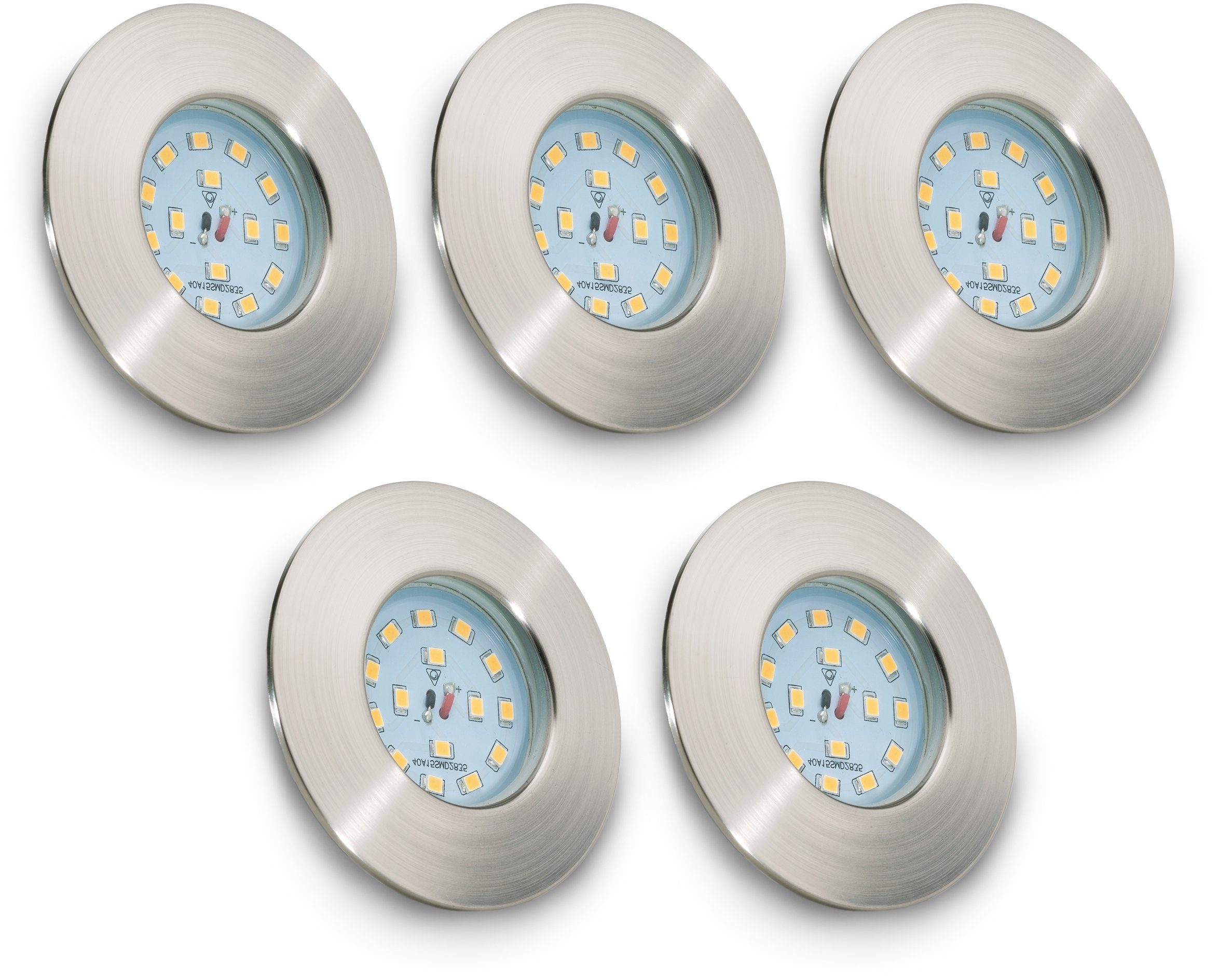 B.K.Licht Ledinbouwlamp 5-pack badkamer inbouwspots, IP44 beschermd, LED inbouwspots, plat