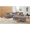 exxpo - sofa fashion hoekbank inclusief verstelbare hoofdsteun en verstelbare rugleuning, naar keuze met slaapfunctie en bedkist bruin