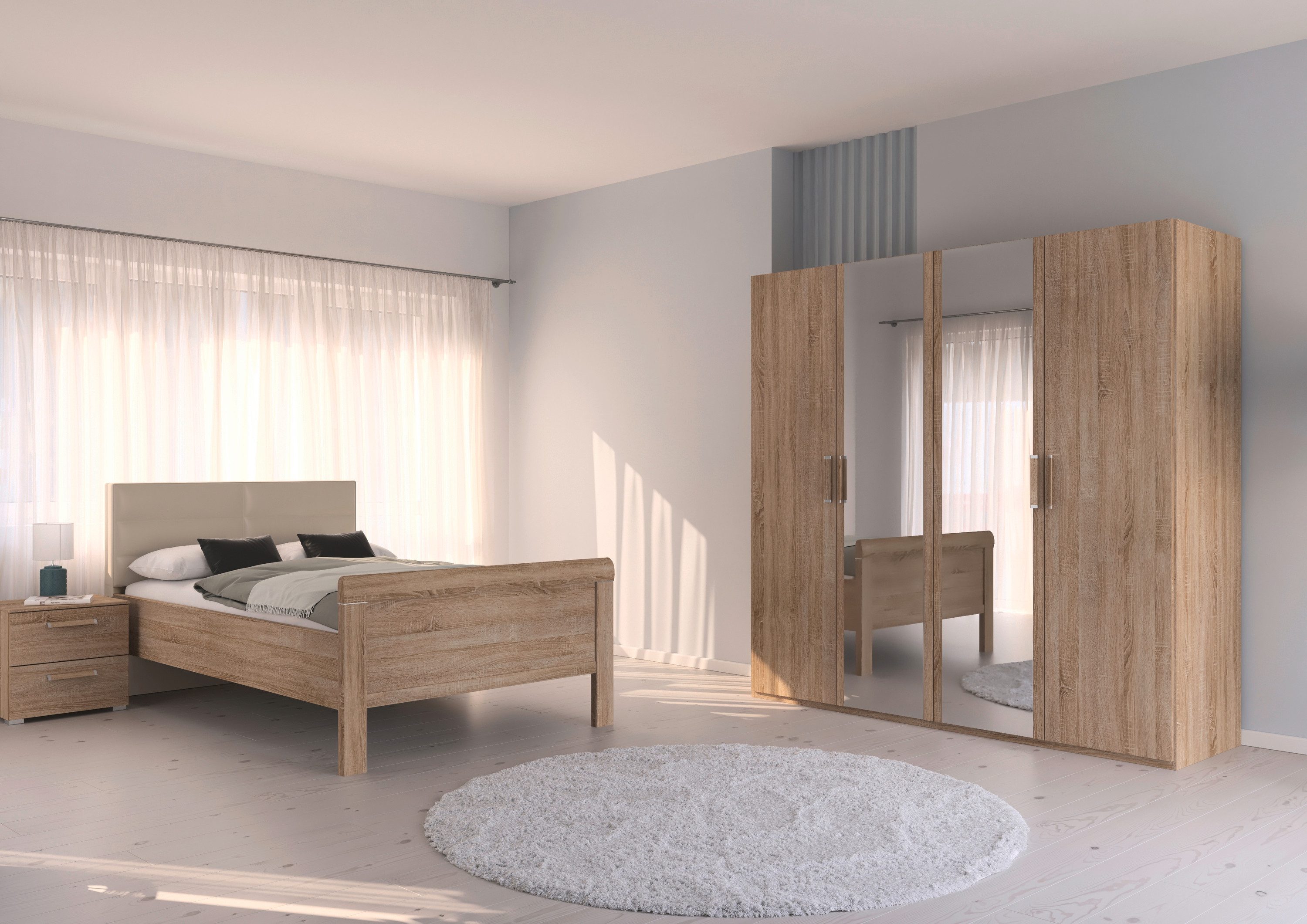 rauch Slaapkamerserie Compleet slaapkamer EVELYN Kast en bed in 2 breedtes, nachtkastje met 2 lades MADE IN GERMANY (set, 3-delig)