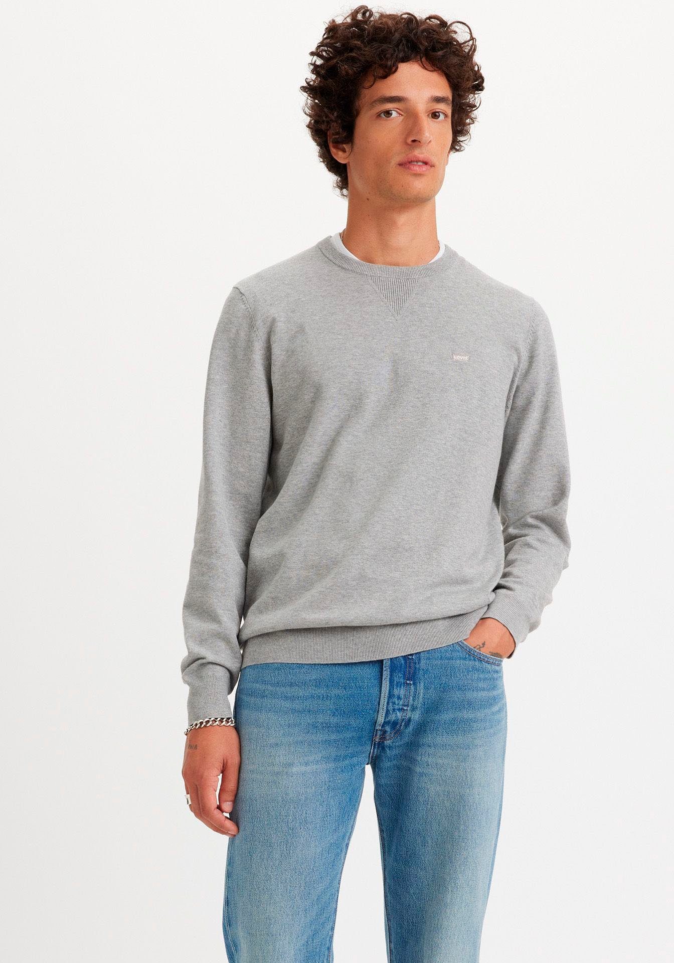 Levi's Trui met ronde hals LIGHTWEIGHT HM SWEATER heren pullovers maat M grijs