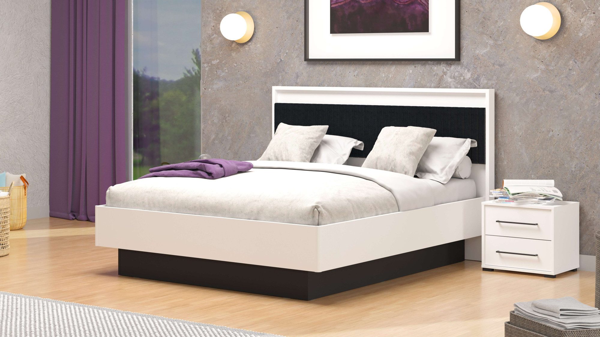 INOSIGN Bedframe Ascalon, gepolsterde rugleuning, bekleed met zachte cordstof Ligoppervlakken 160 of 180x200 cm, FSC®-gecertificeerd houtmateriaal