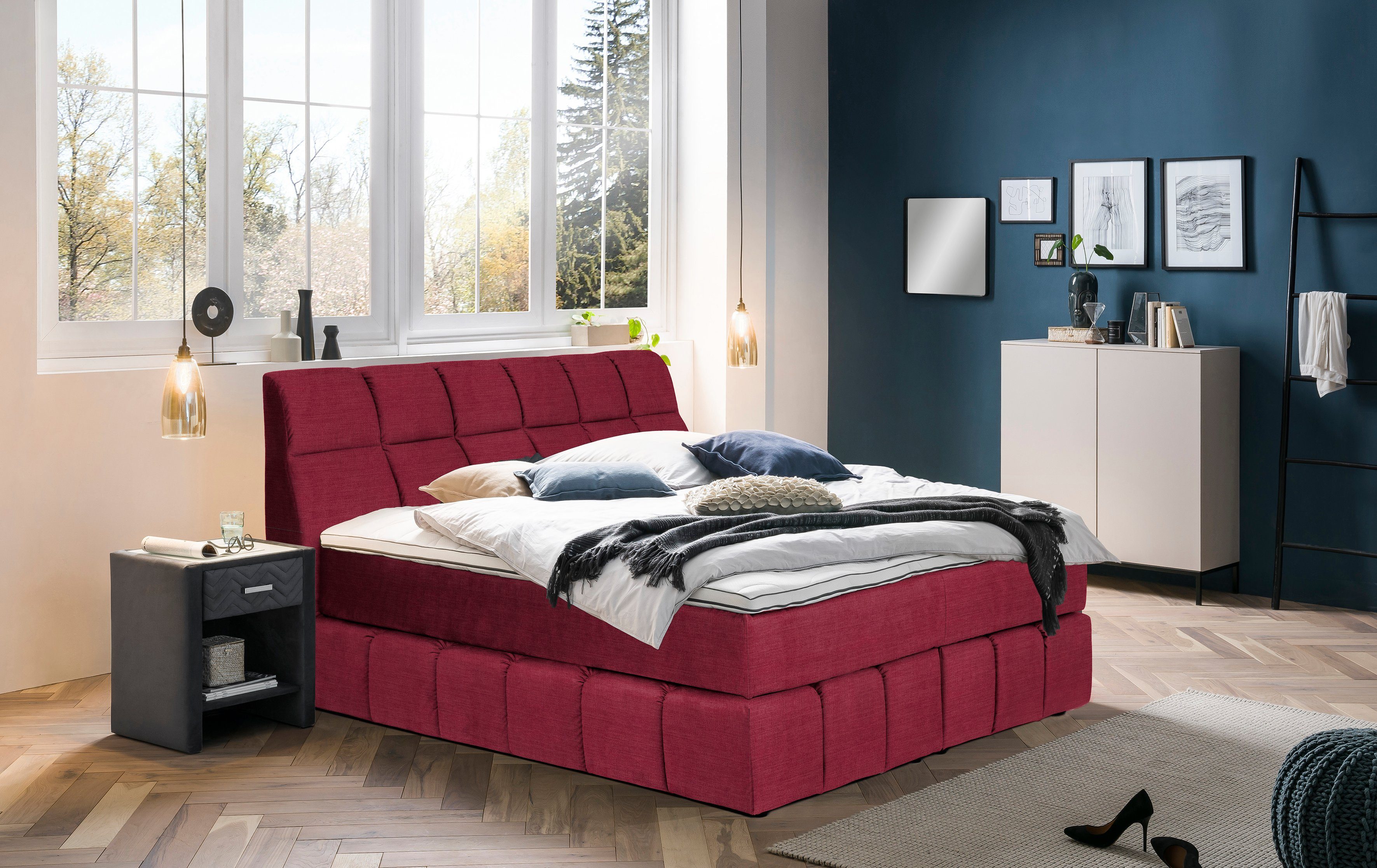 Places of Style Boxspring PAXTON Nieuwe toppervarianten! boxsprings roze