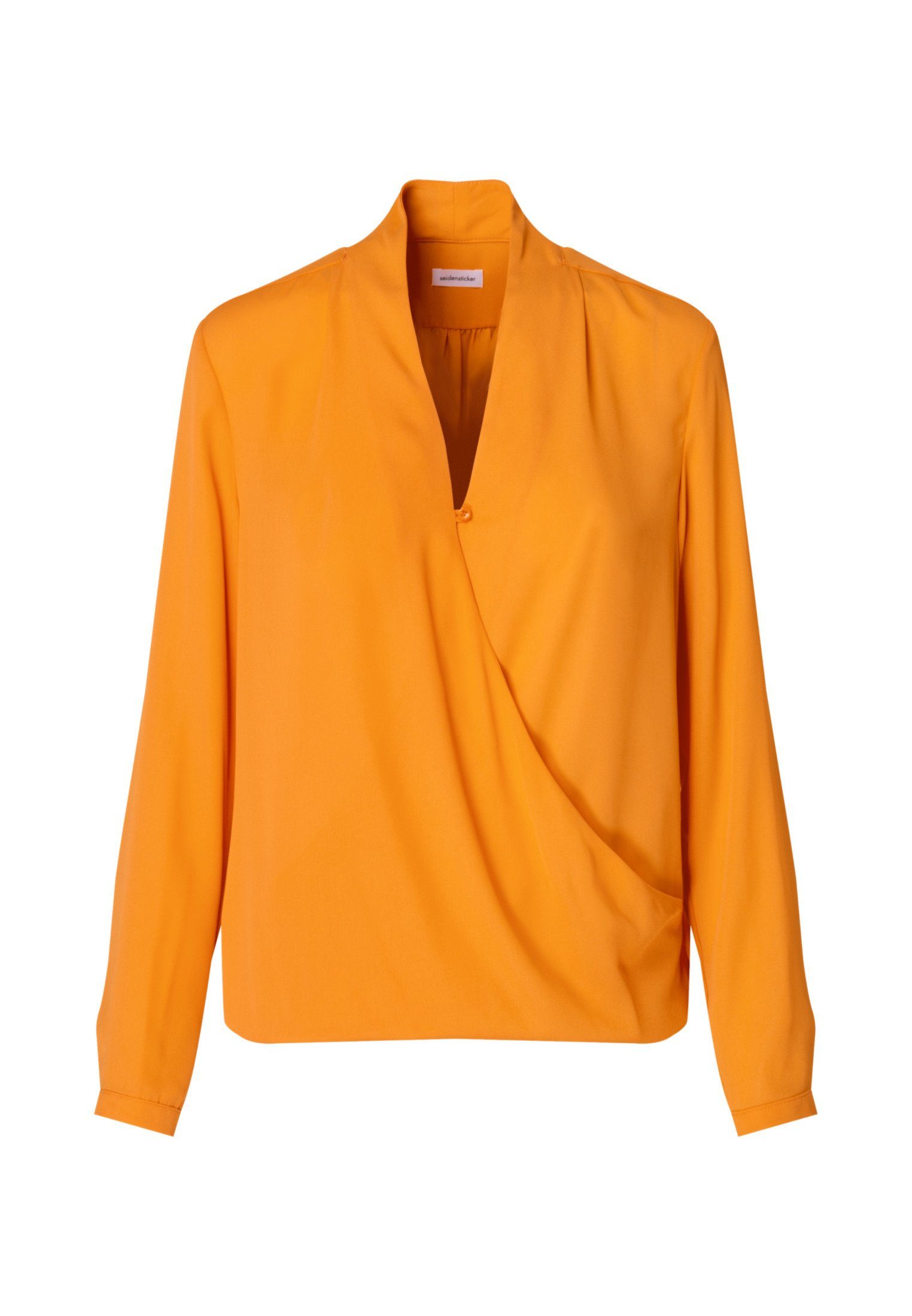 seidensticker Wikkelblouse Zwarte roos Lange mouwen V-hals uni