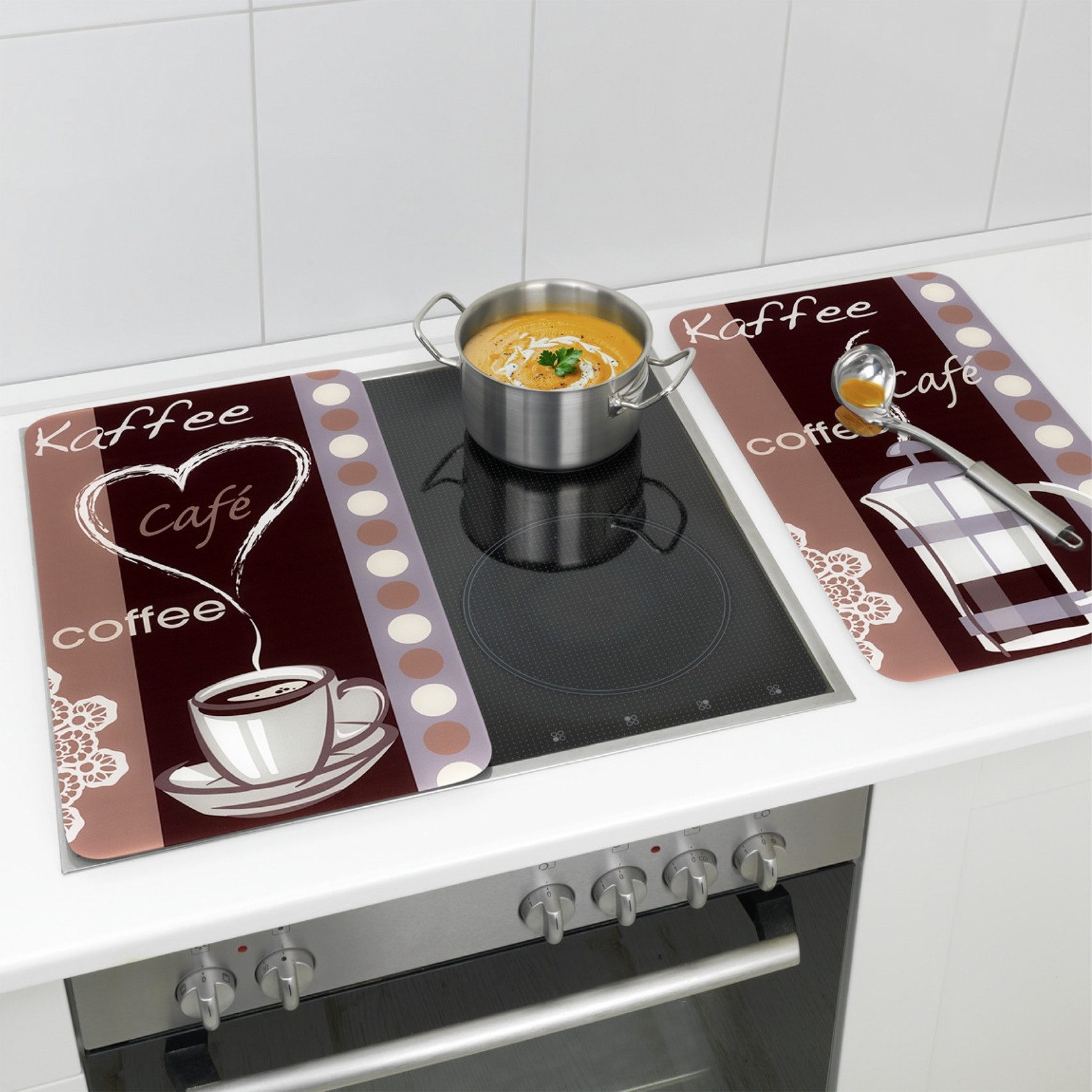 WENKO Kookplaatdeksel Universeel model Koffiegeur (set, 2-delig)