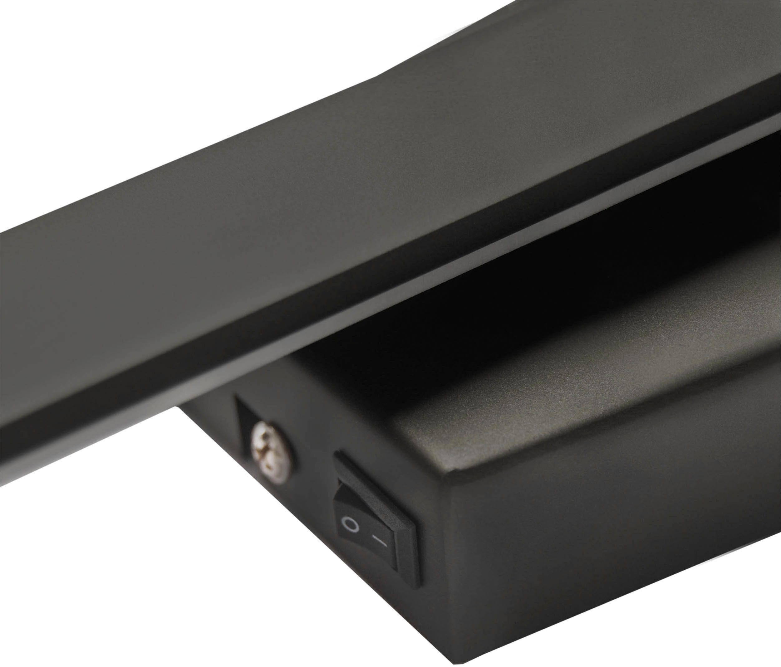 näve Led-wandlamp "Trevor" zwart, trapeziumvormige baldakijn, incl. kantelschakelaar, hoogte 62 cm (1 stuk)