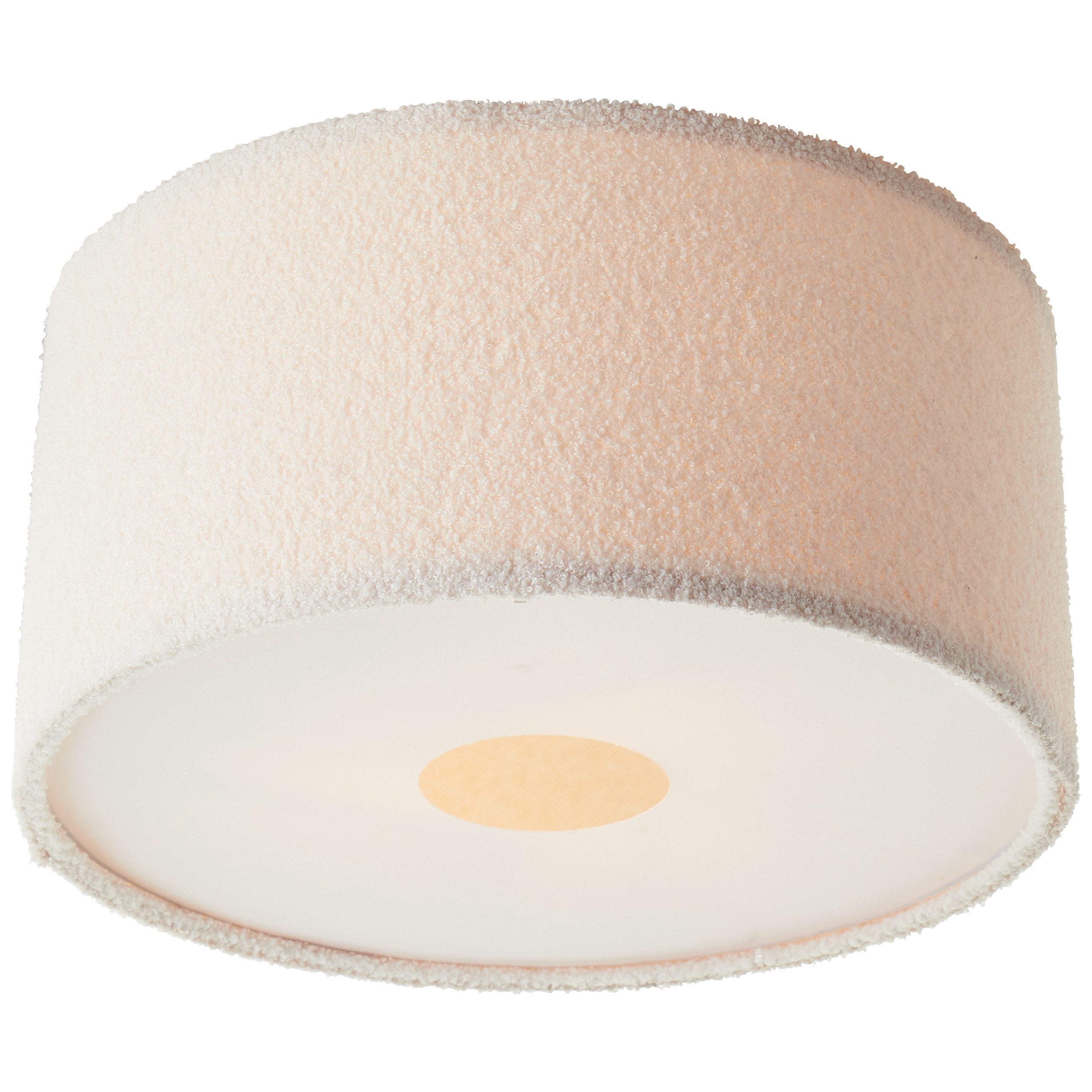 Brilliant Leuchten Plafondlamp Teddy zachte teddy stof, 23 x 45 cm, 3 x e27, textiel, beige
