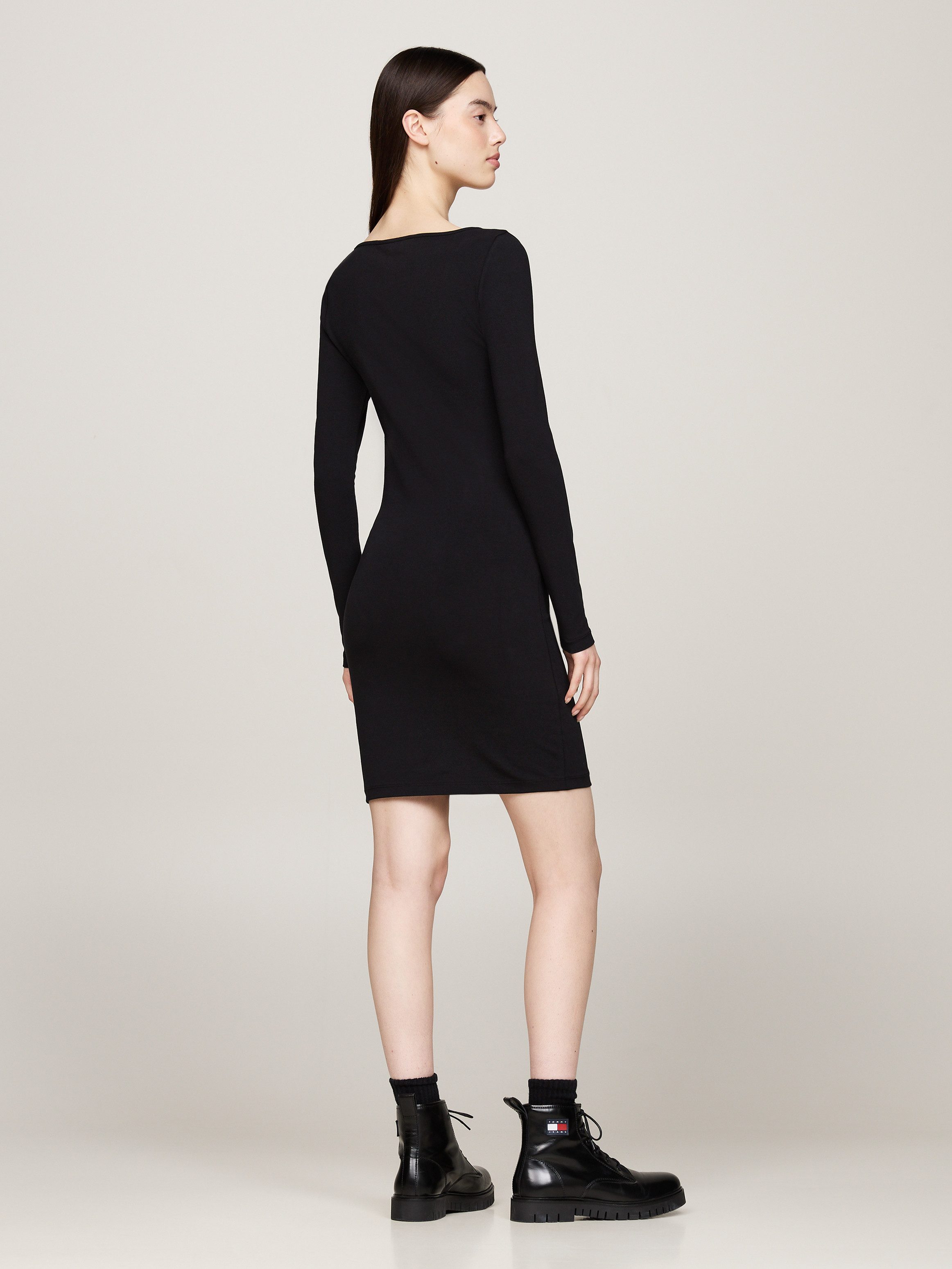 TOMMY JEANS Jerseyjurk TJW METALLIC LINEAR BODYCON met metallic-kleurige lineaire logo-opdruk