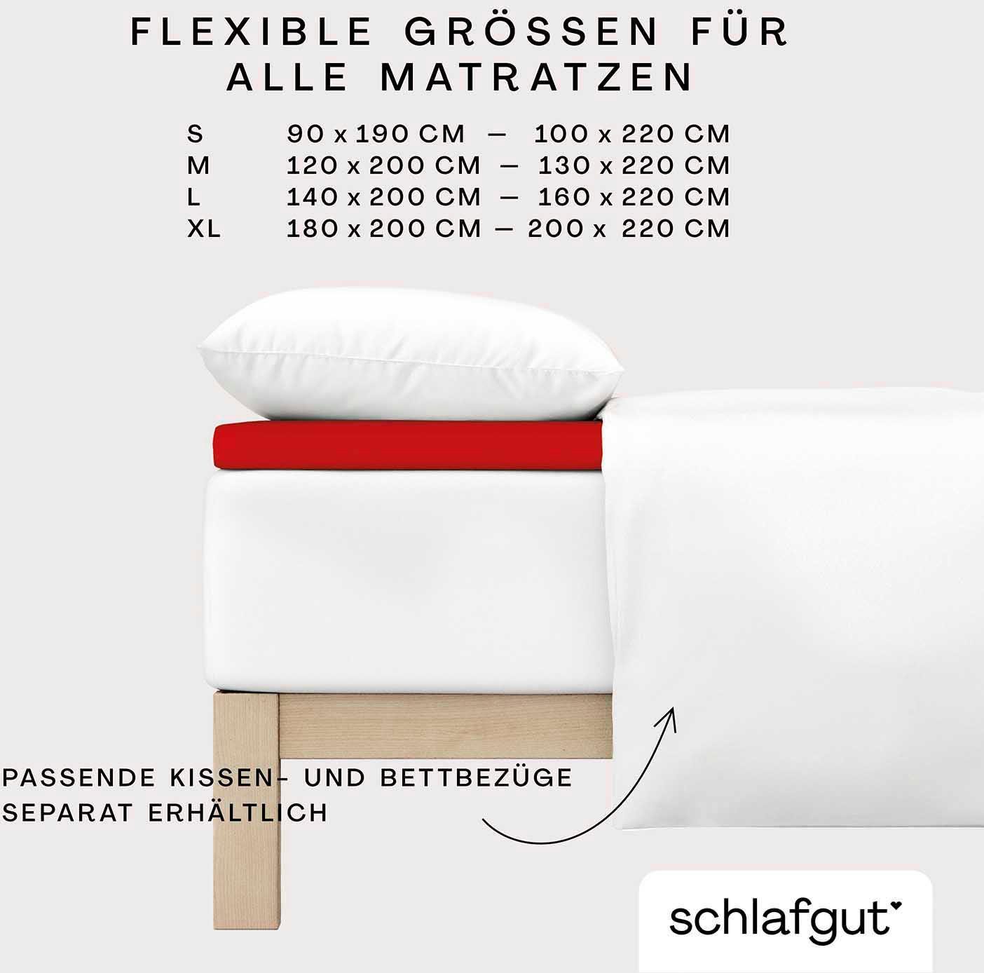 Schlafgut Hoeslaken PURE TOPPER in maat 90x200, 140x200 of 180x200 cm, hoes voor topper van 100% biologische katoen, voor matrassen tot 10 cm hoogte, beddengoed (1 stuk)