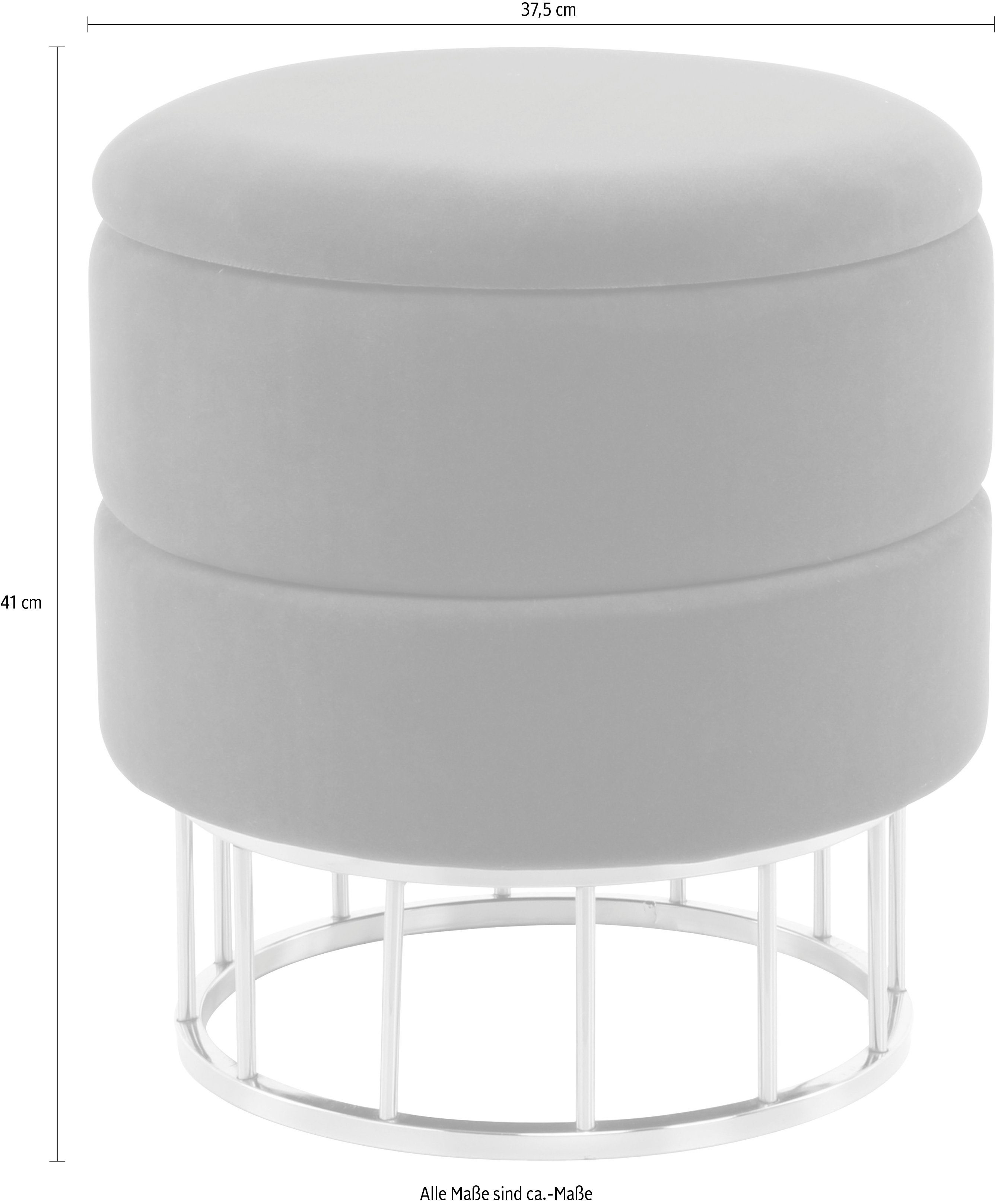 Kayoom Hocker met bergruimte Kruk Zero 525, zitkruk met comfort, ronde, moderne vorm glamoureus, elegant, met opbergruimte, bekleding van fluweelzacht stof (1 stuk)