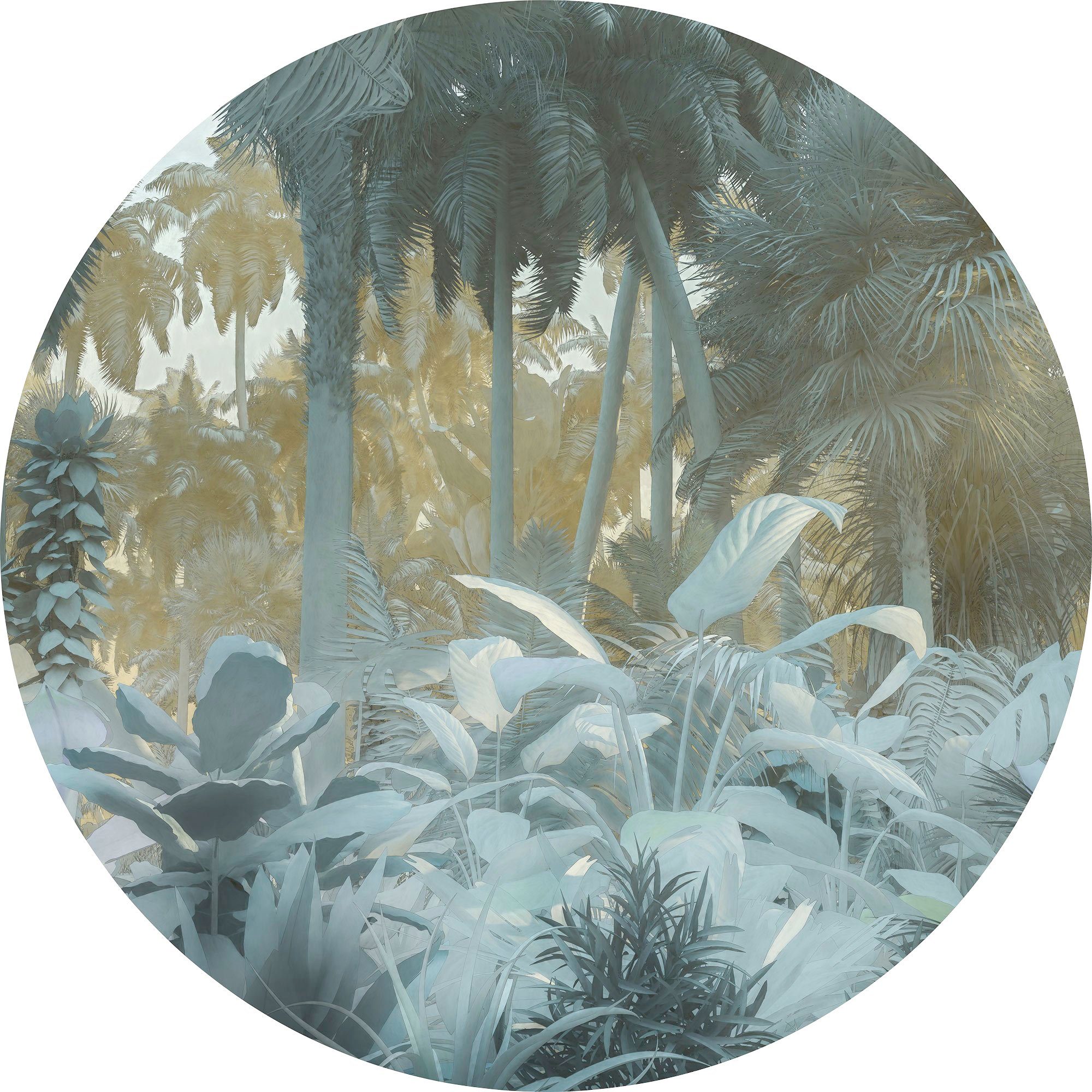 komar vliesbehang exotic jungle 125 x 125 cm (breedte x hoogte), rond en zelfklevend (1 stuk) multicolor