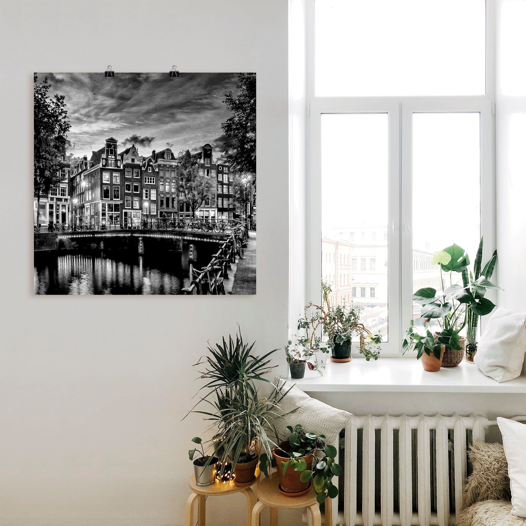 Artland Artprint Amsterdam avondidylle als artprint op linnen, poster, muursticker in verschillende maten