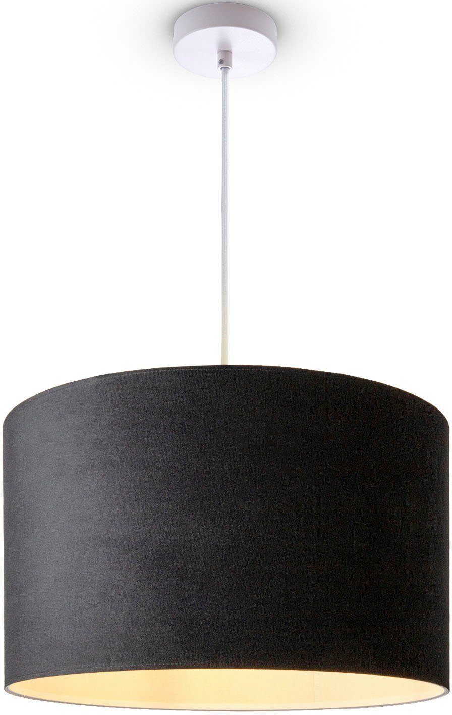 Paco Home Hanglamp Hugo uni Color Woonkamer lampenkap van velours uni-kleuren decoratie E27 kabel 1,5m