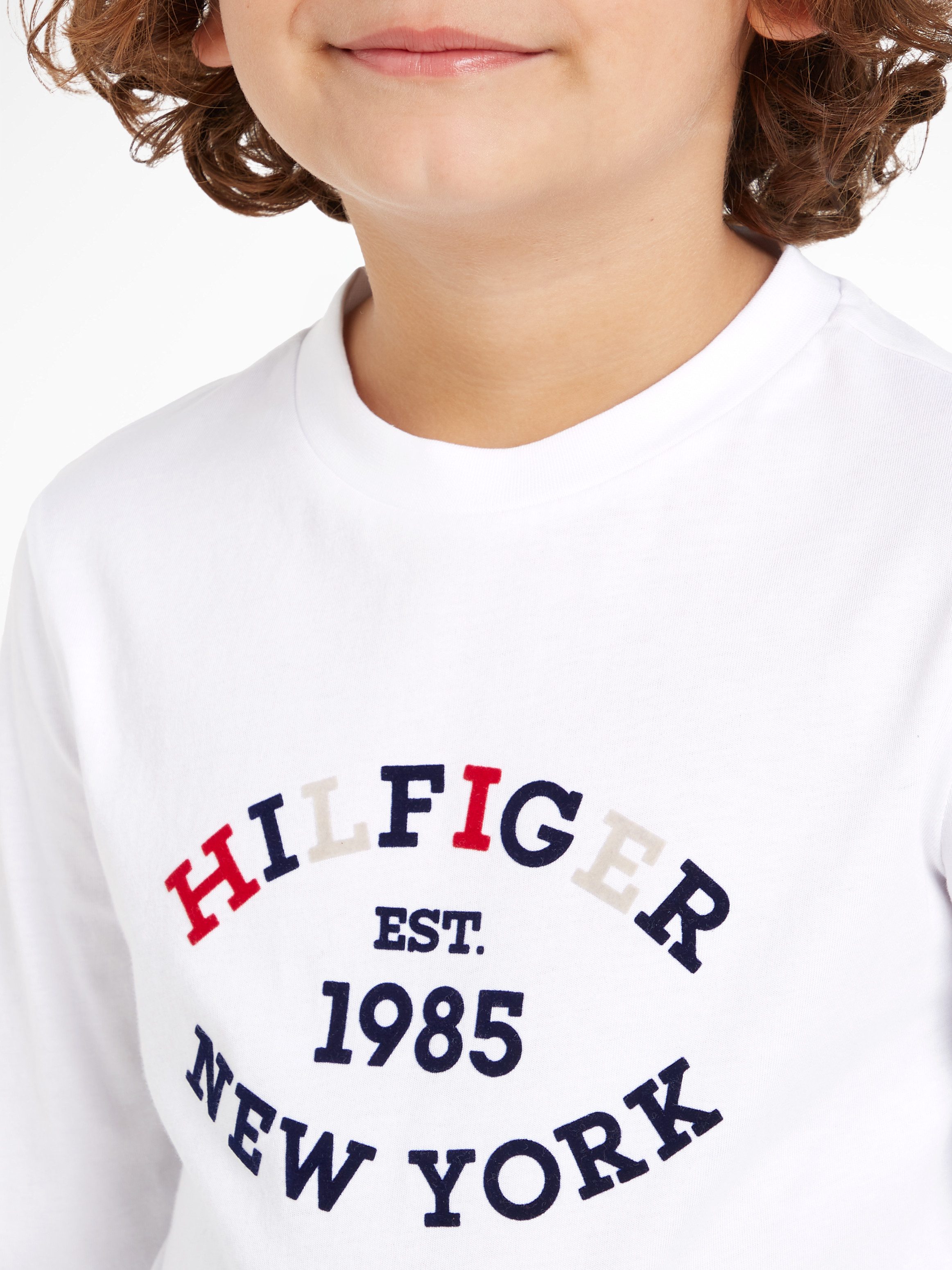 Tommy Hilfiger Shirt met lange mouwen MONOTYPE FLOCK REGULAR TEE LS Kinderen tot 16 jaar met logo-opdruk