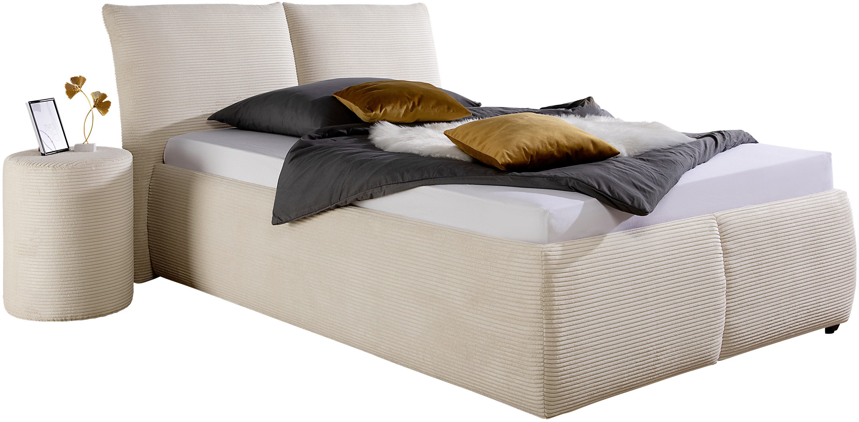 Maintal Gestoffeerd bed Wiesenbach, met cord-stof optioneel in hardheidsgraad h2, h3 of h4