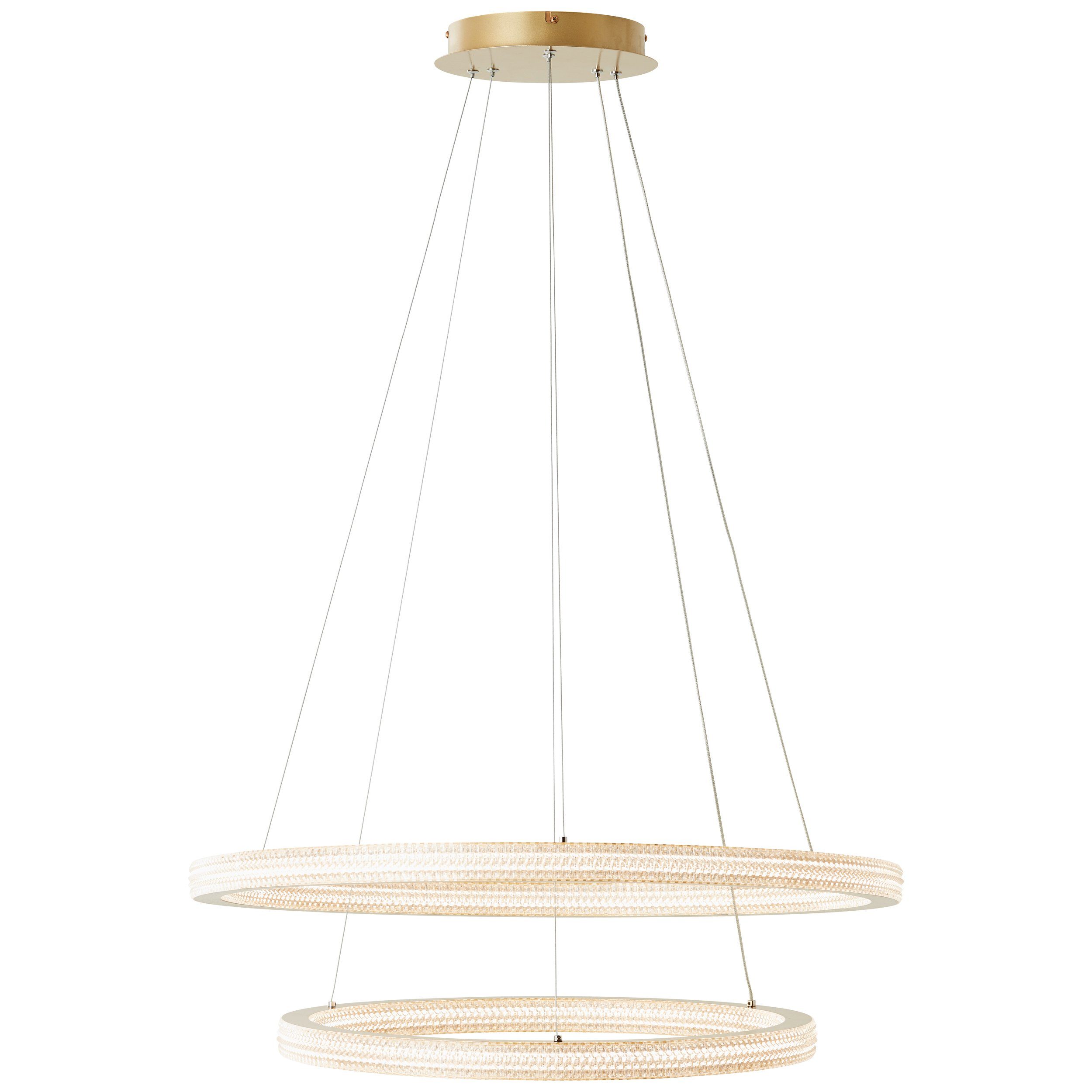 Brilliant Leuchten Led-hanglamp Calvi 11200 lm, hoogte 150 cm, ø 80 cm, aluminium/kunststof, matgoudkleur