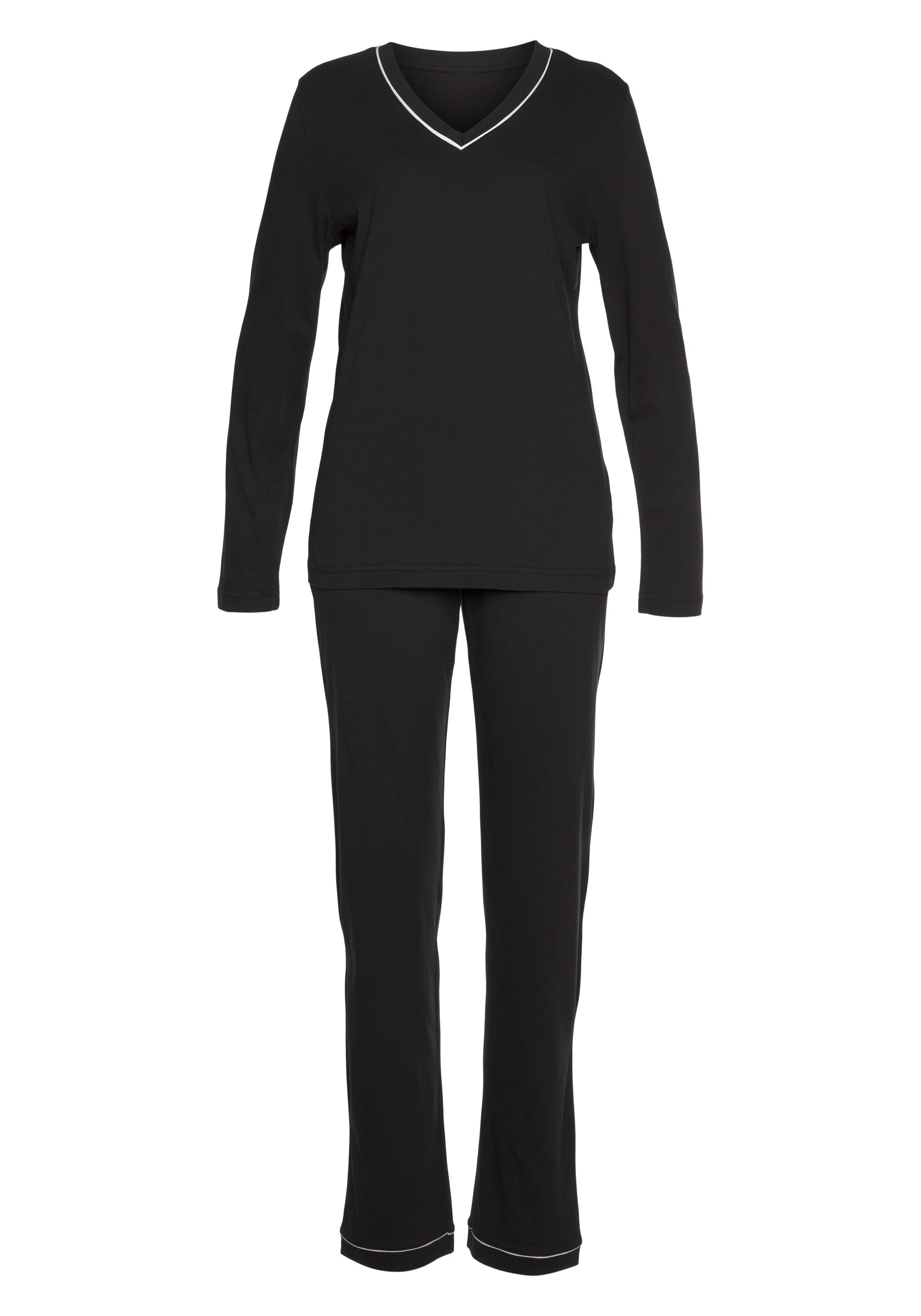 Vivance Dreams Pyjama met contrasterende paspel-details (2-delig, 1 stuk)