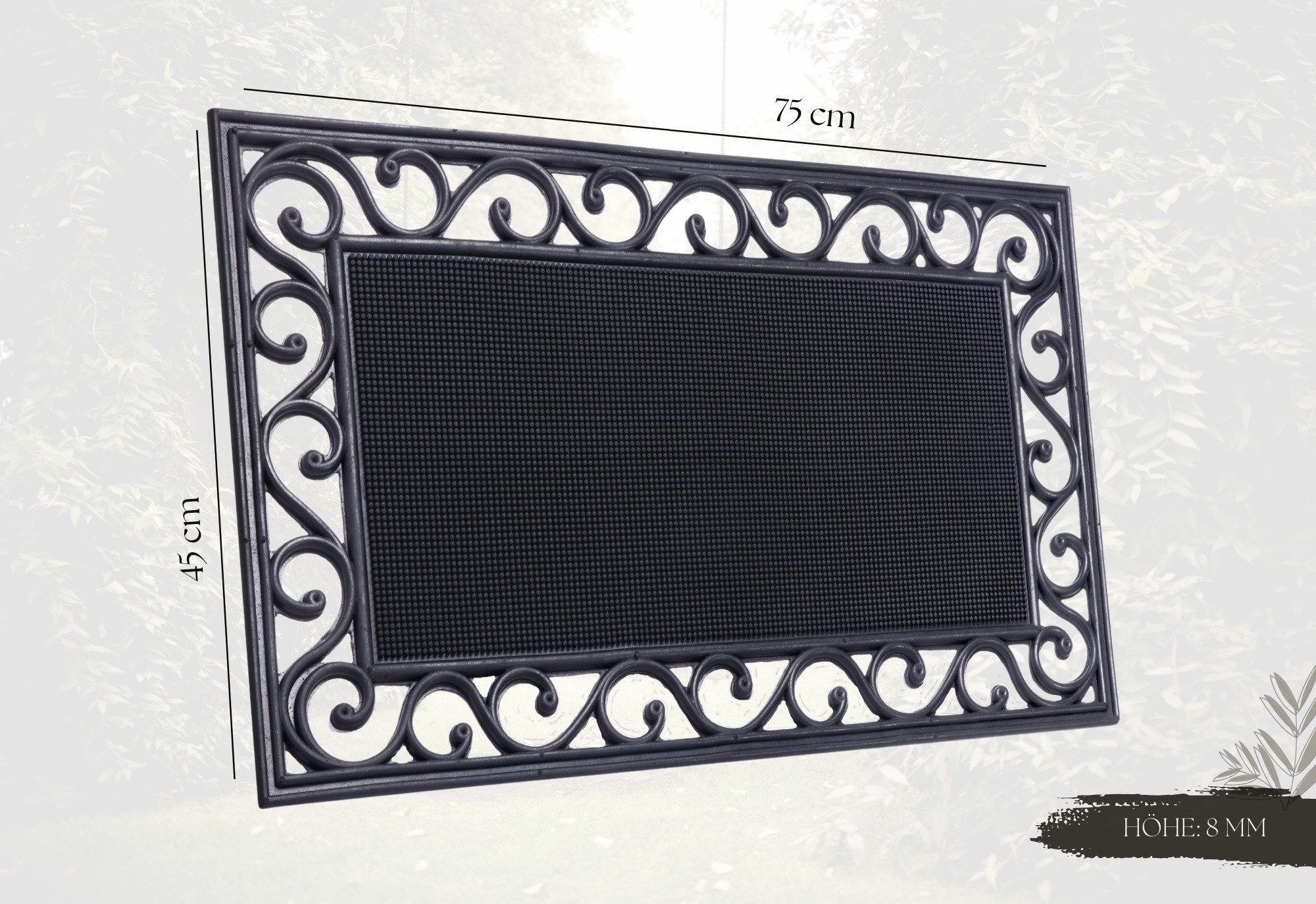 HANSE Home Mat Mix Mats gietijzer-look rubber centrum, deurmat Slijtvast, onderhoudsvriendelijk, robuust, weerbestendig, UV-bestendig