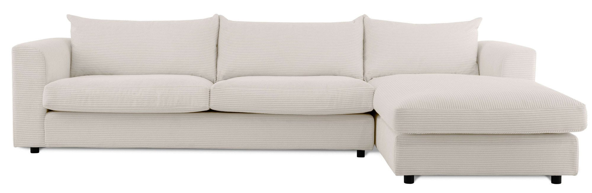 LeGer Home by Lena Gercke Hoekbank Avelina Breedte 297 cm, in cord- en chenille-stof, rugkussen met veren (2-delig)