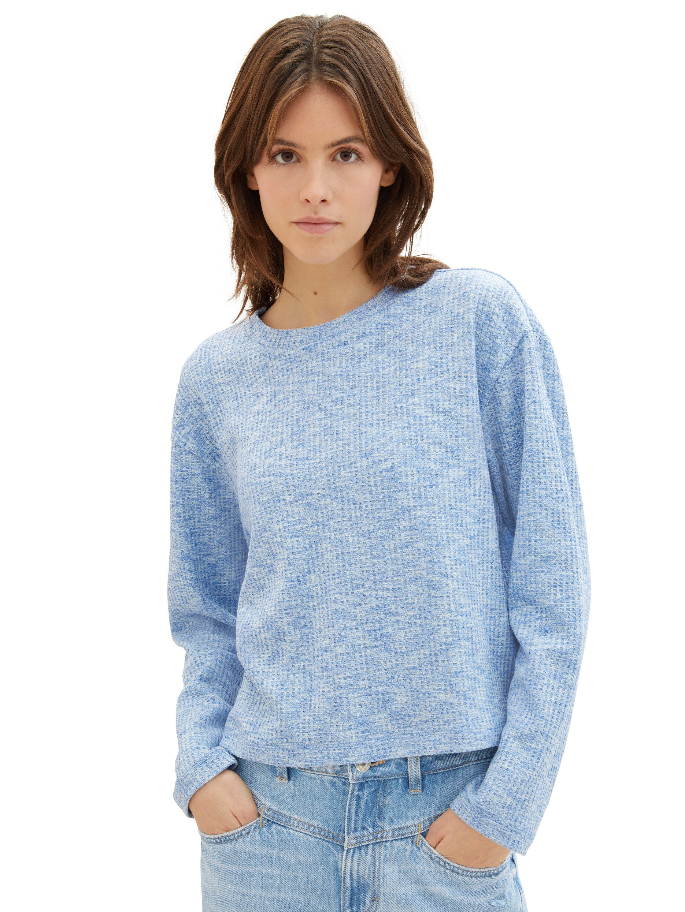 Tom Tailor Denim Shirt met ronde hals met lange mouwen en viscose