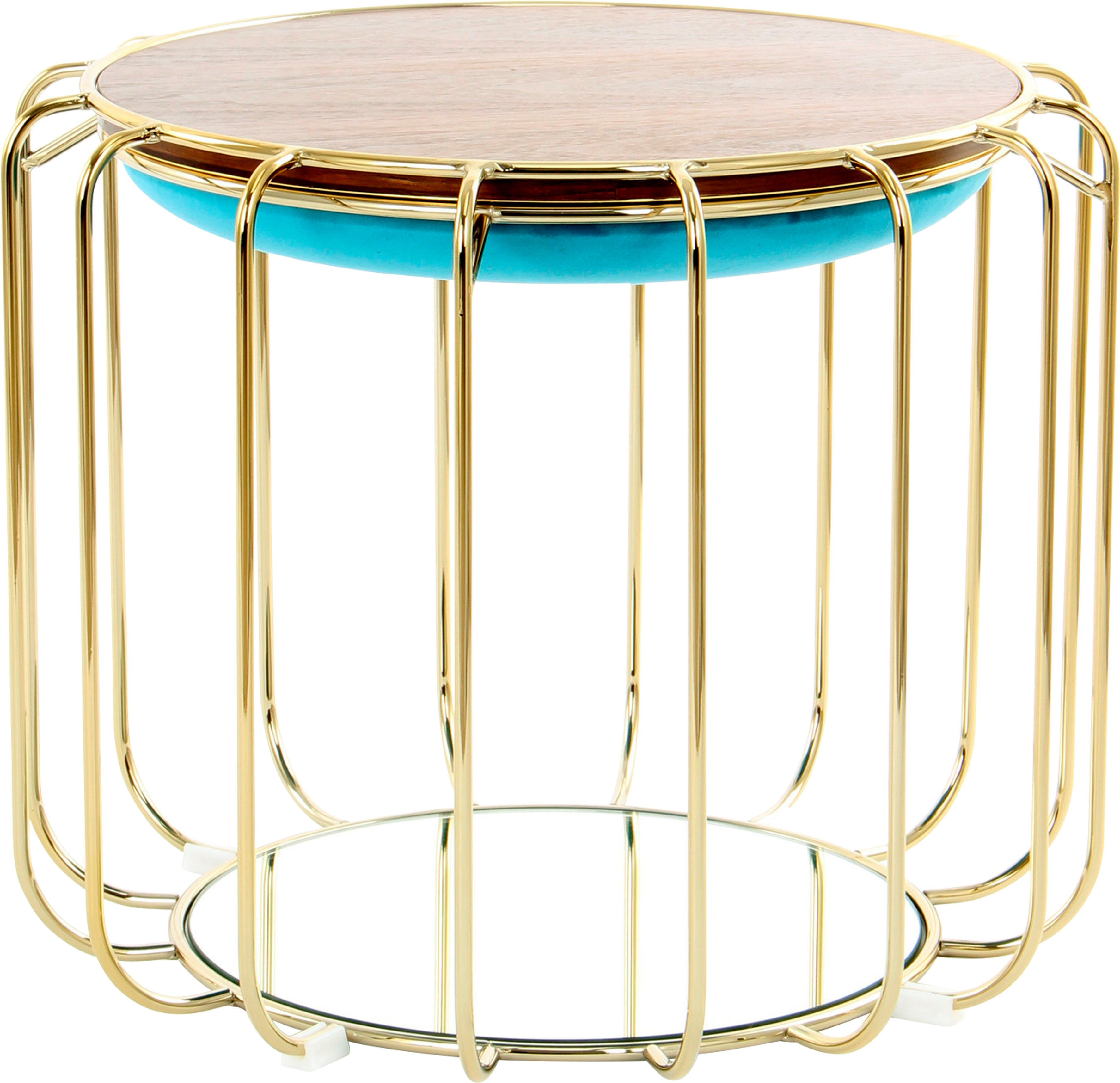 Kayoom Bijzettafel Pouf Comfortable 110, afneembare en omkeerbare bovenkant praktisch om te bouwen tot tafel of voetenbank/poef, met spiegelglas (1