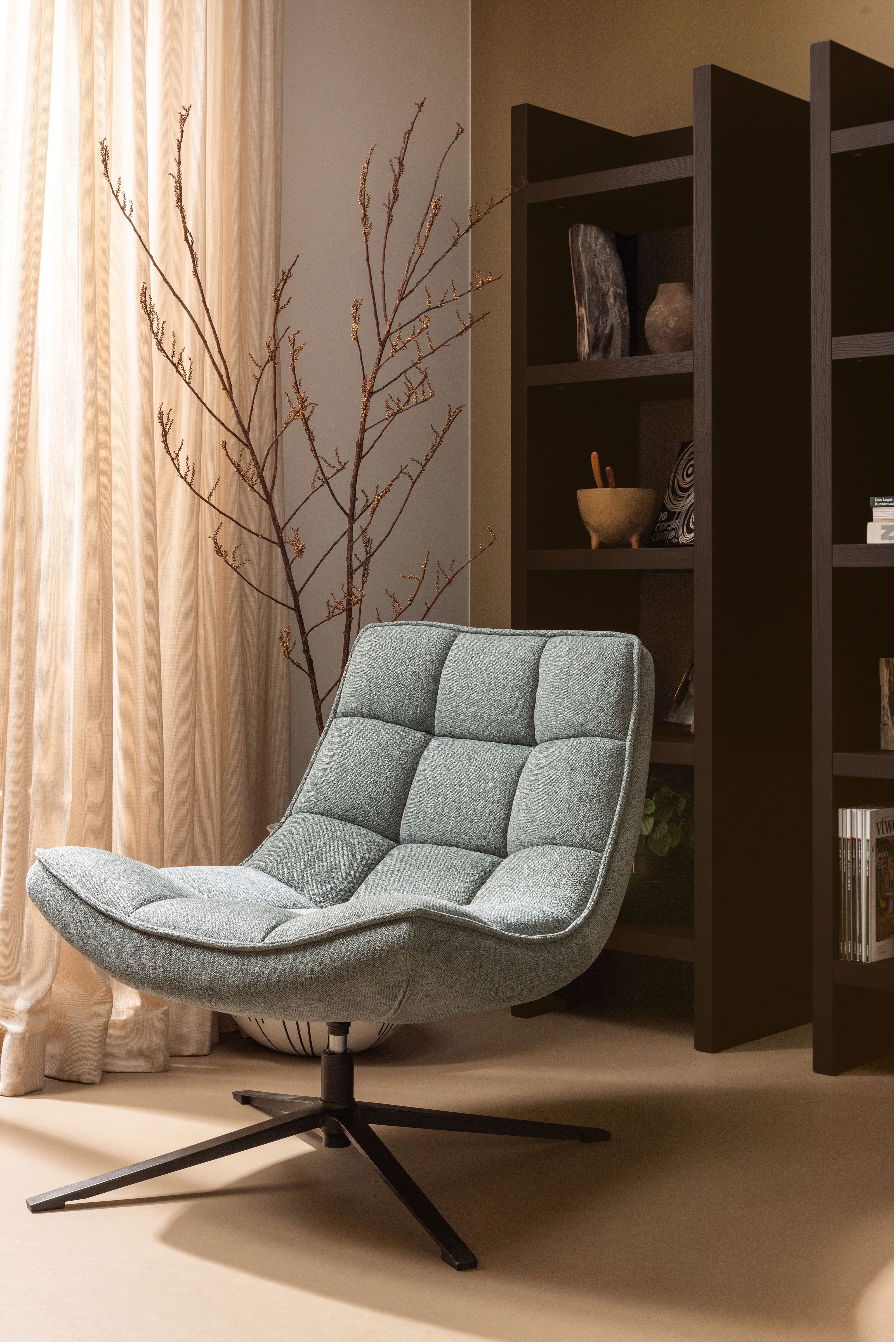 WOOOD Draaibare fauteuil Maudi Metalen frame, gepolsterd met geweven stof, H 84 cm x B 74 cm