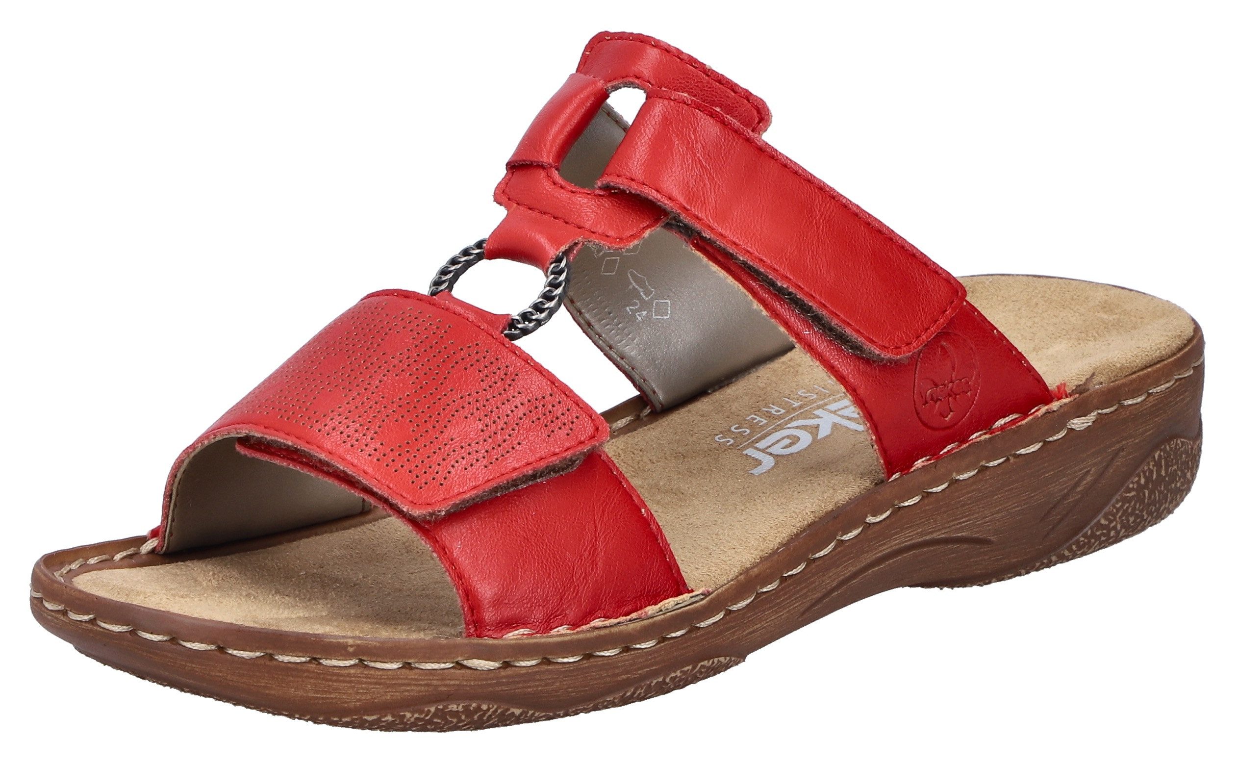 Rieker Slippers Zomerschoen, slippers, vakantieschoen, klittenbandschoen met perforatie