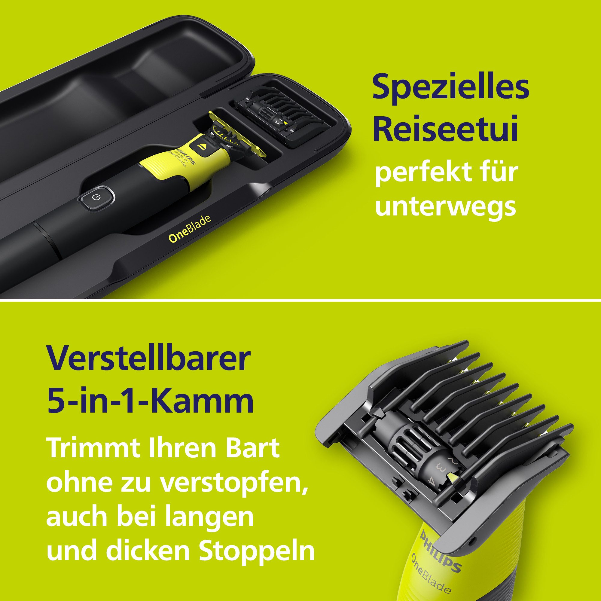 Philips Elektrisch scheerapparaat OneBlade Face & Body QP4631/65 360-graden mes, incl. verstelbare 5-in-1 kamopzet