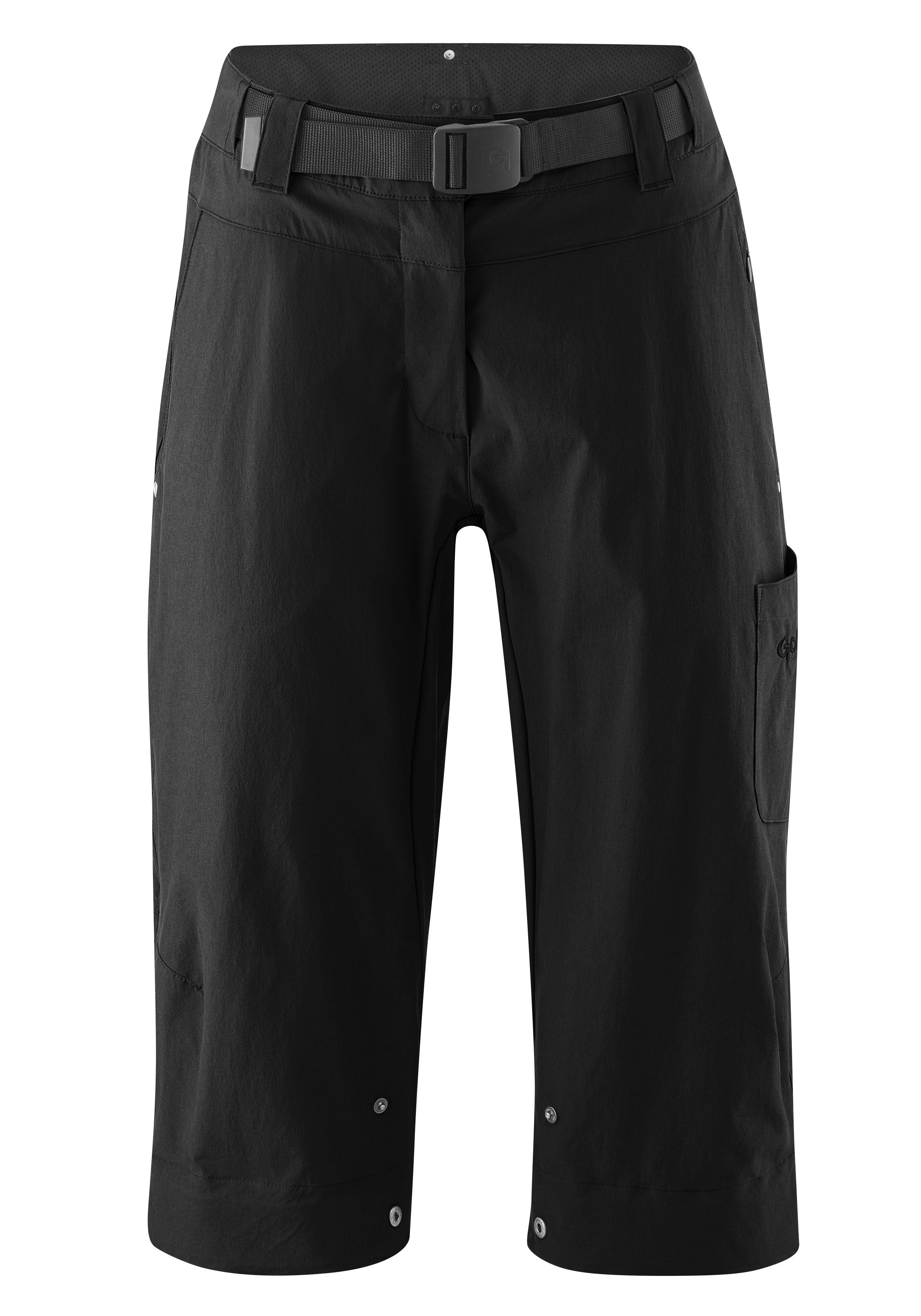 Gonso Fietsbroek Ruth 3/4 Dames 3/4 fietsbroek, binnenbroek met zitkussen, tailleband inclusief riem dames broeken maat 50 zwart
