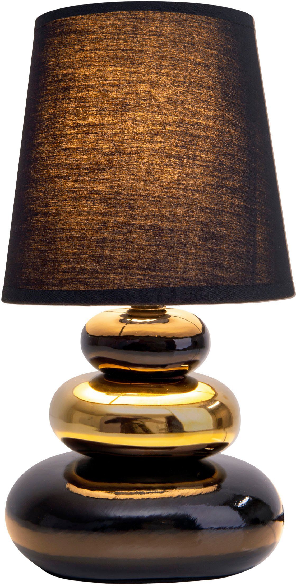 näve Tafellamp Stoney met keramieken voet en textielen kap, 1xe14/max.40 w (1 stuk)