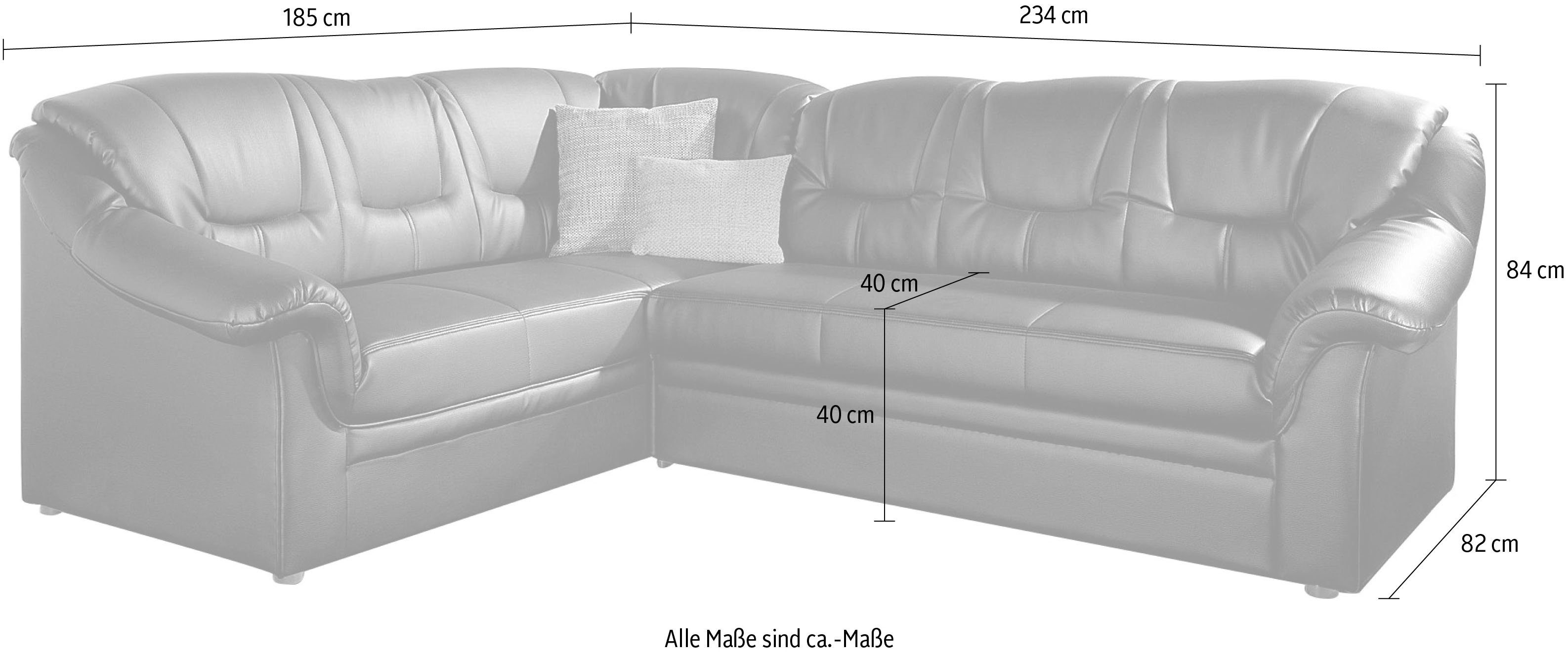 DOMO collection Hoekbank Montana, tijdloze rugsteppingen, comfortabele armleuningen, L-vorm