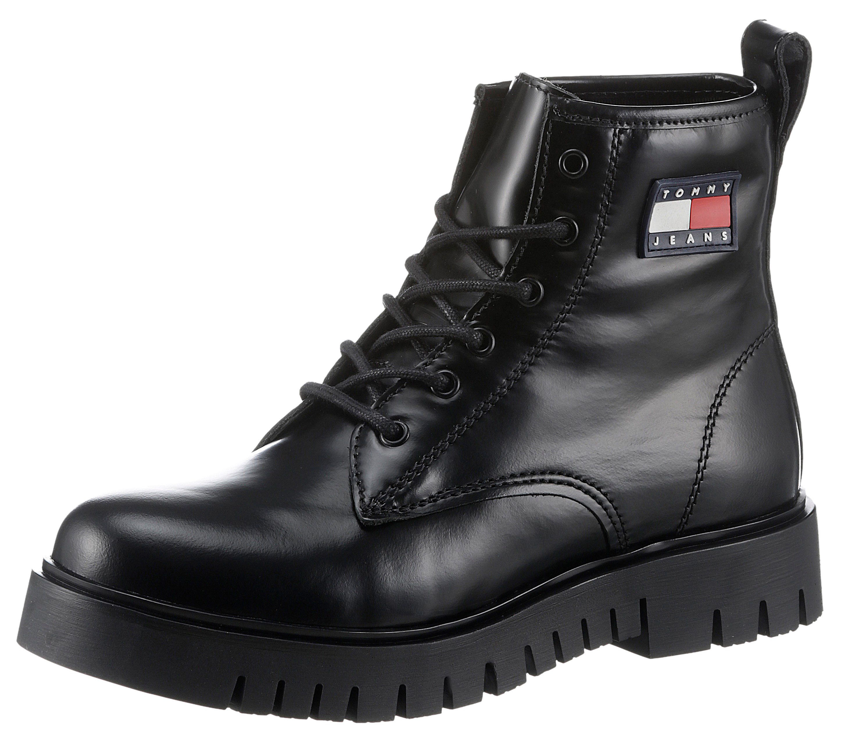 TOMMY JEANS Veterschoenen TJW LACE UP BOOT blokhak, plateau, veterschoen, chunky boots, logo-applicatie