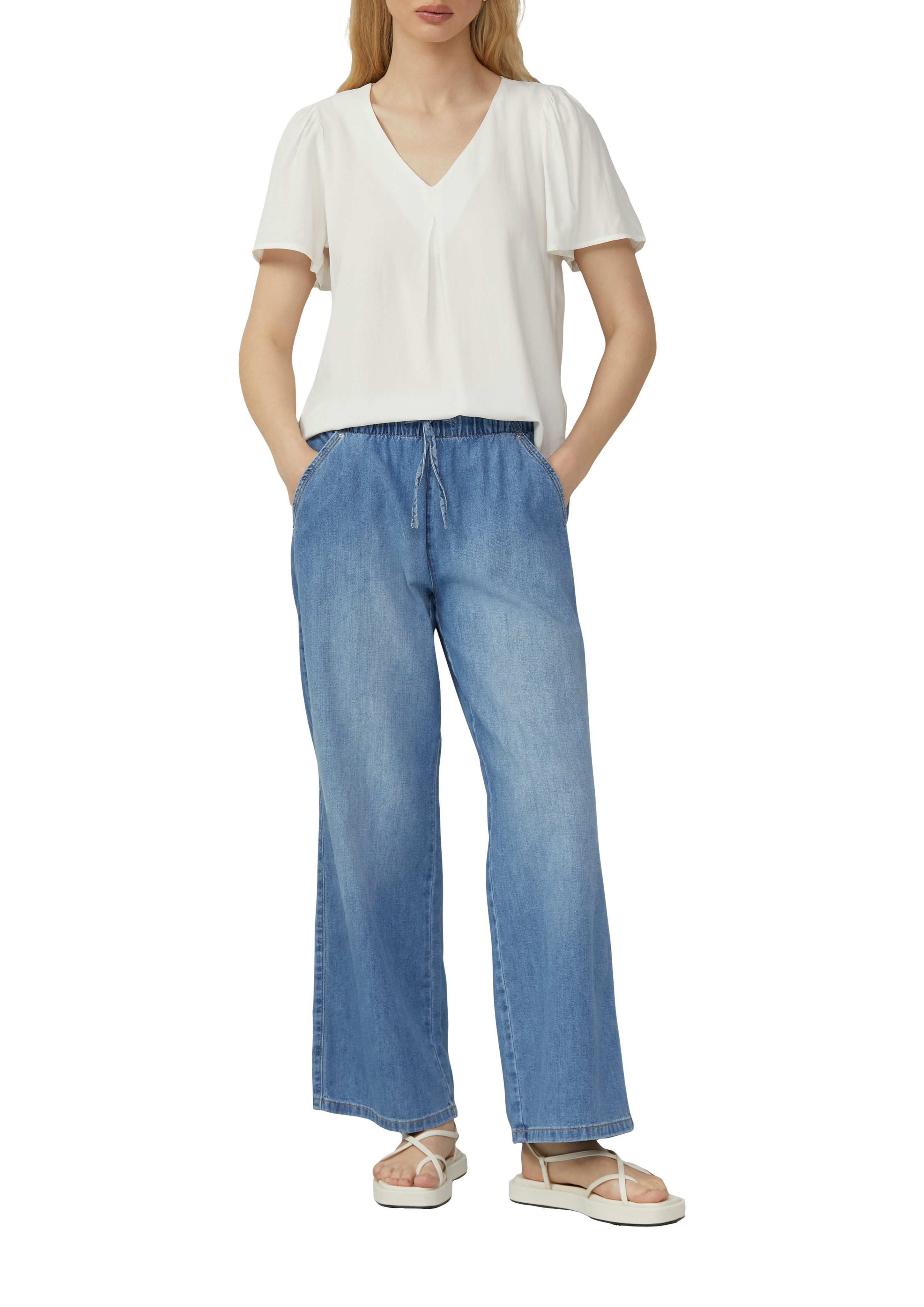 Q/S designed by Blouse met korte mouwen met v-halslijn en van viscose