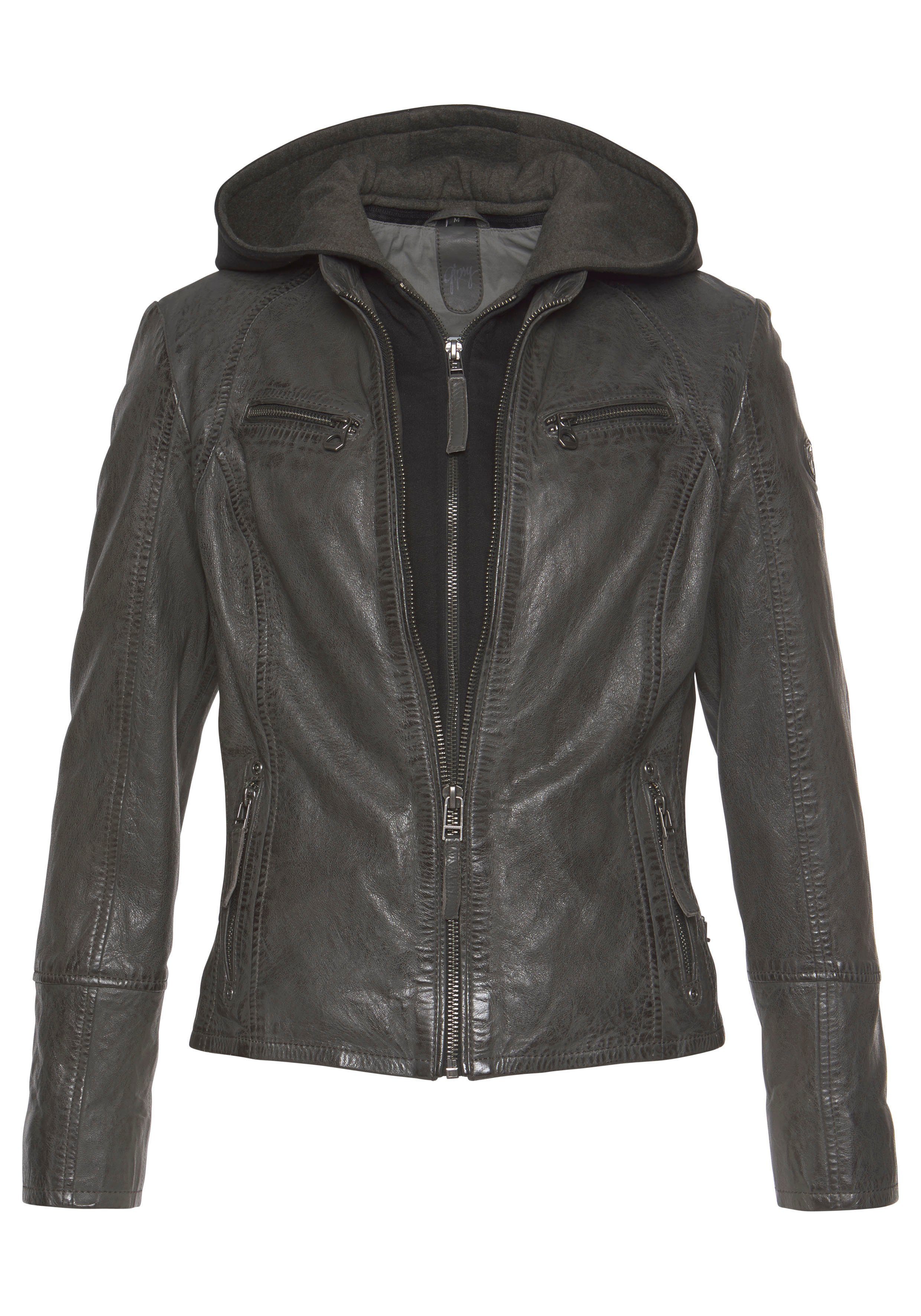Mauritius Leren jack NOLA Two-in-one stijl - met een afneembare jerseycapuchon