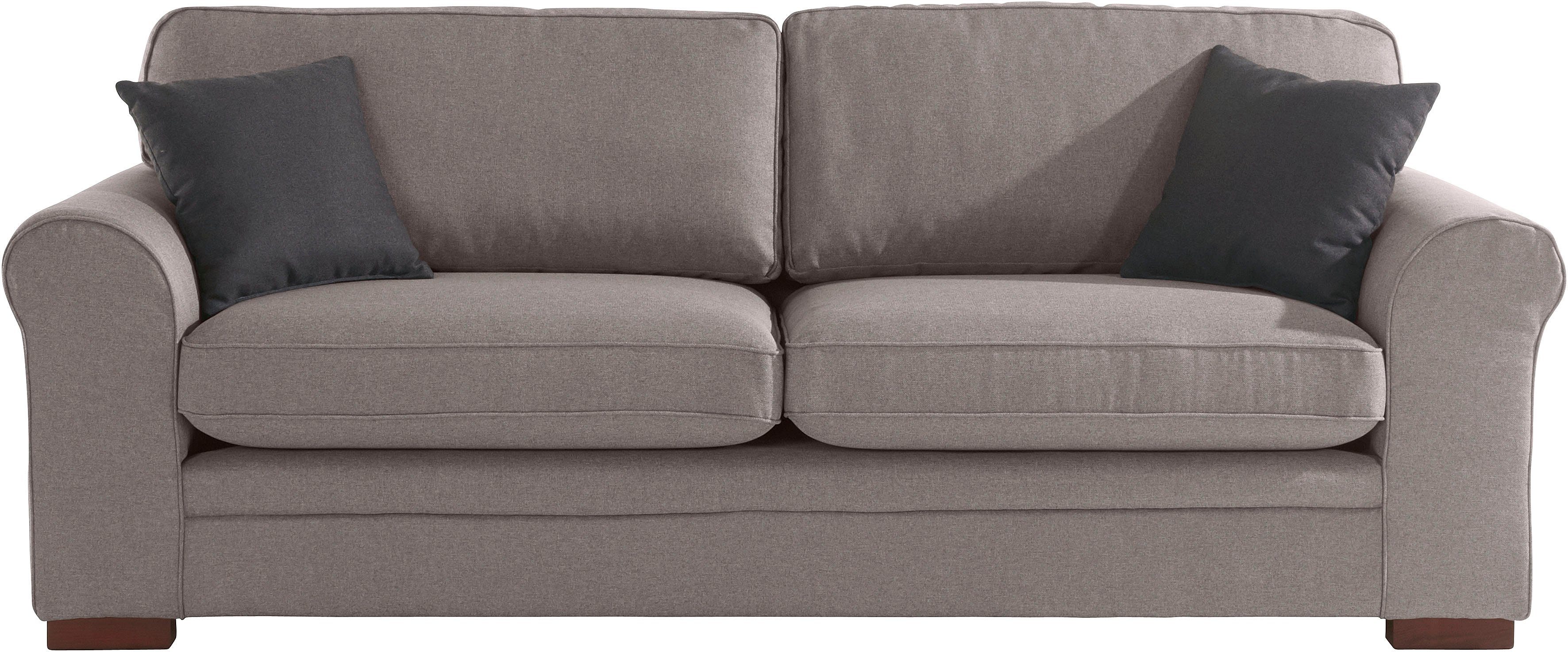 Home affaire 3-zitsbank Broughton zacht zitcomfort, incl. 2 sierkussens, opstaande naad beige, 3-zitsbanken
